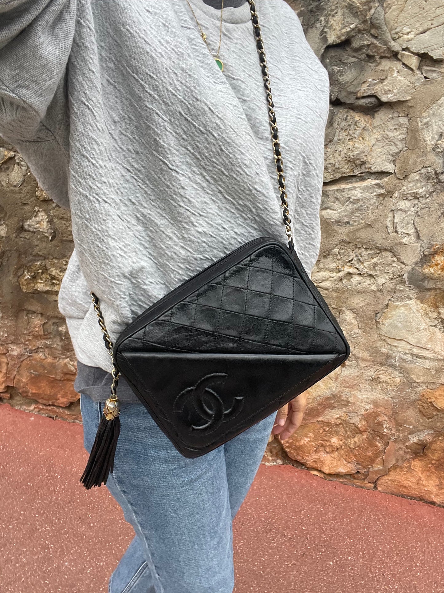 Sac Chanel Camera Noir vintage - Soline