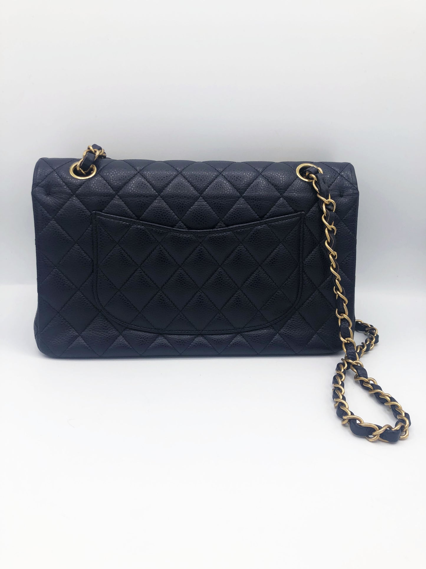 Sac Chanel classique 11.12 en Veau grainé & métal doré Bleu 