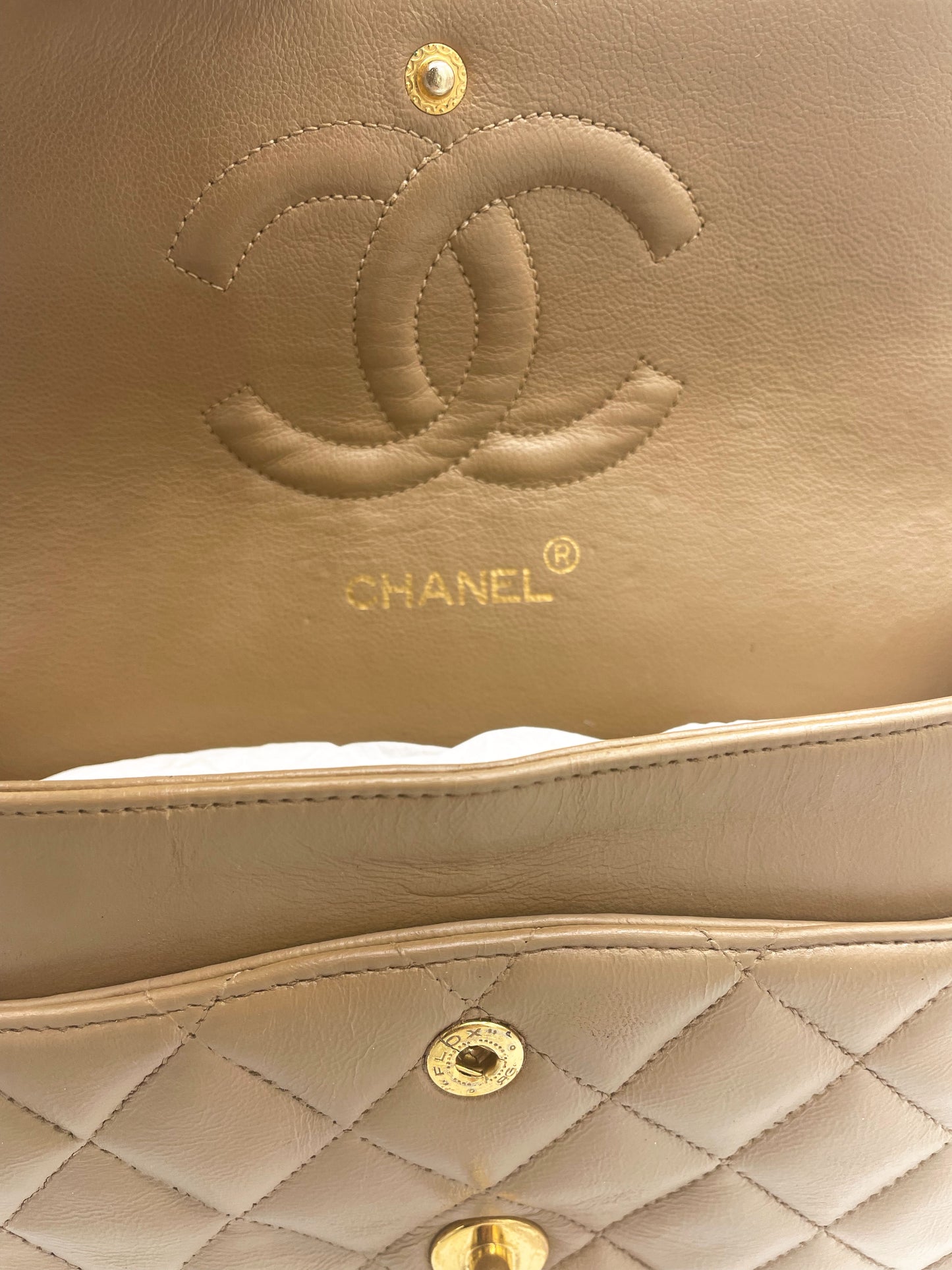 Chanel Timeless bag in beige leather