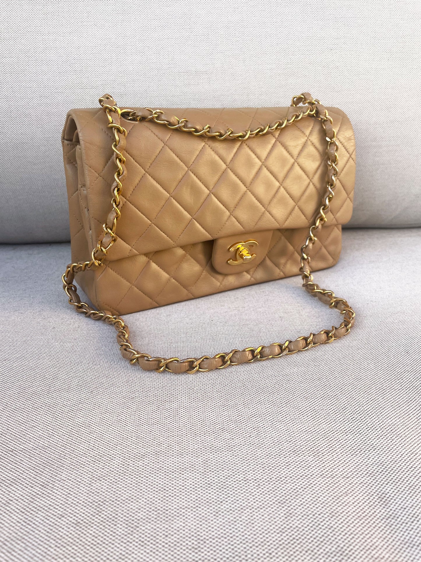 Chanel Timeless bag in beige leather