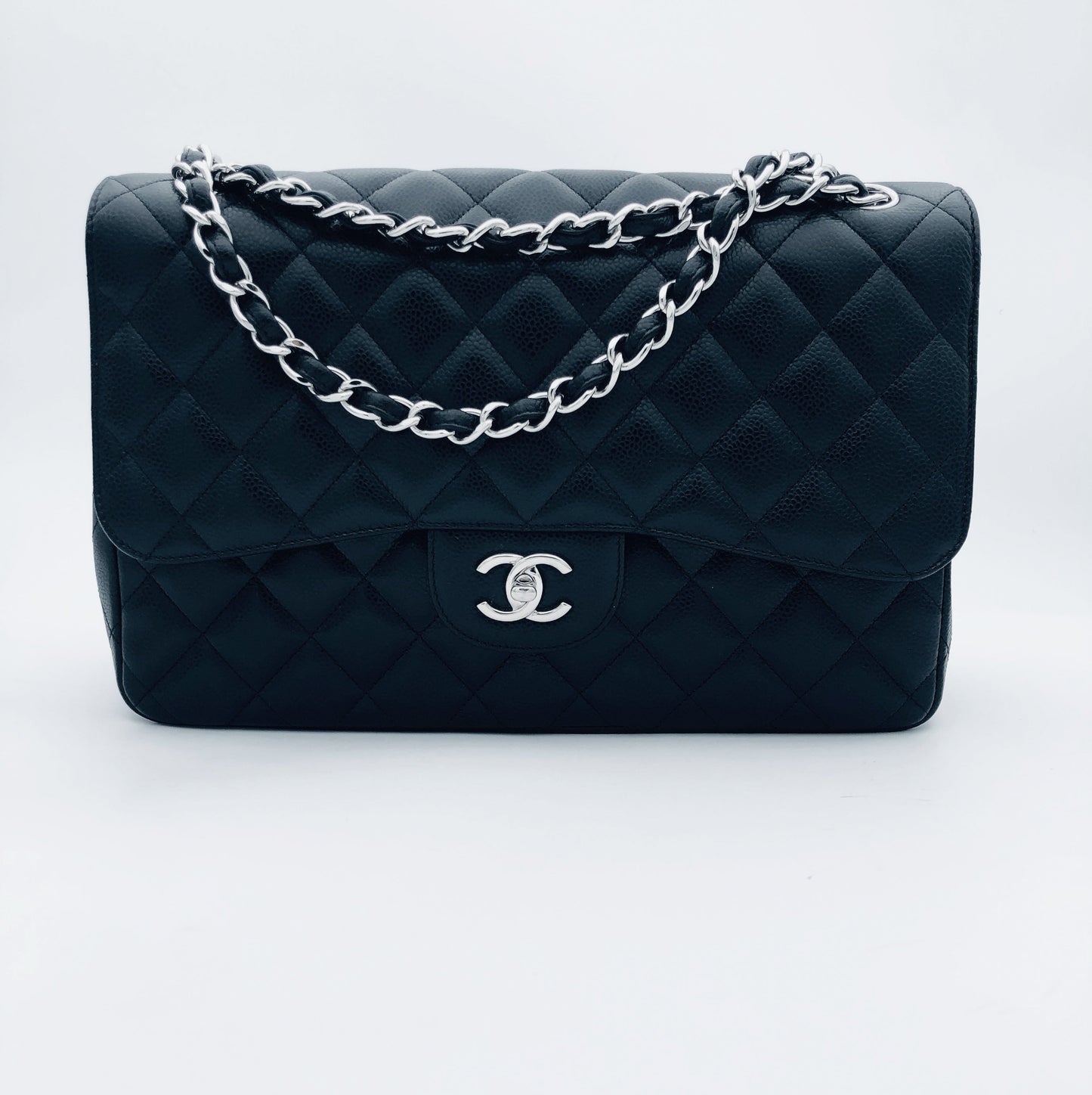 Chanel sac à bandoulière timeless / classique jumbo noir cuir caviar - Soline