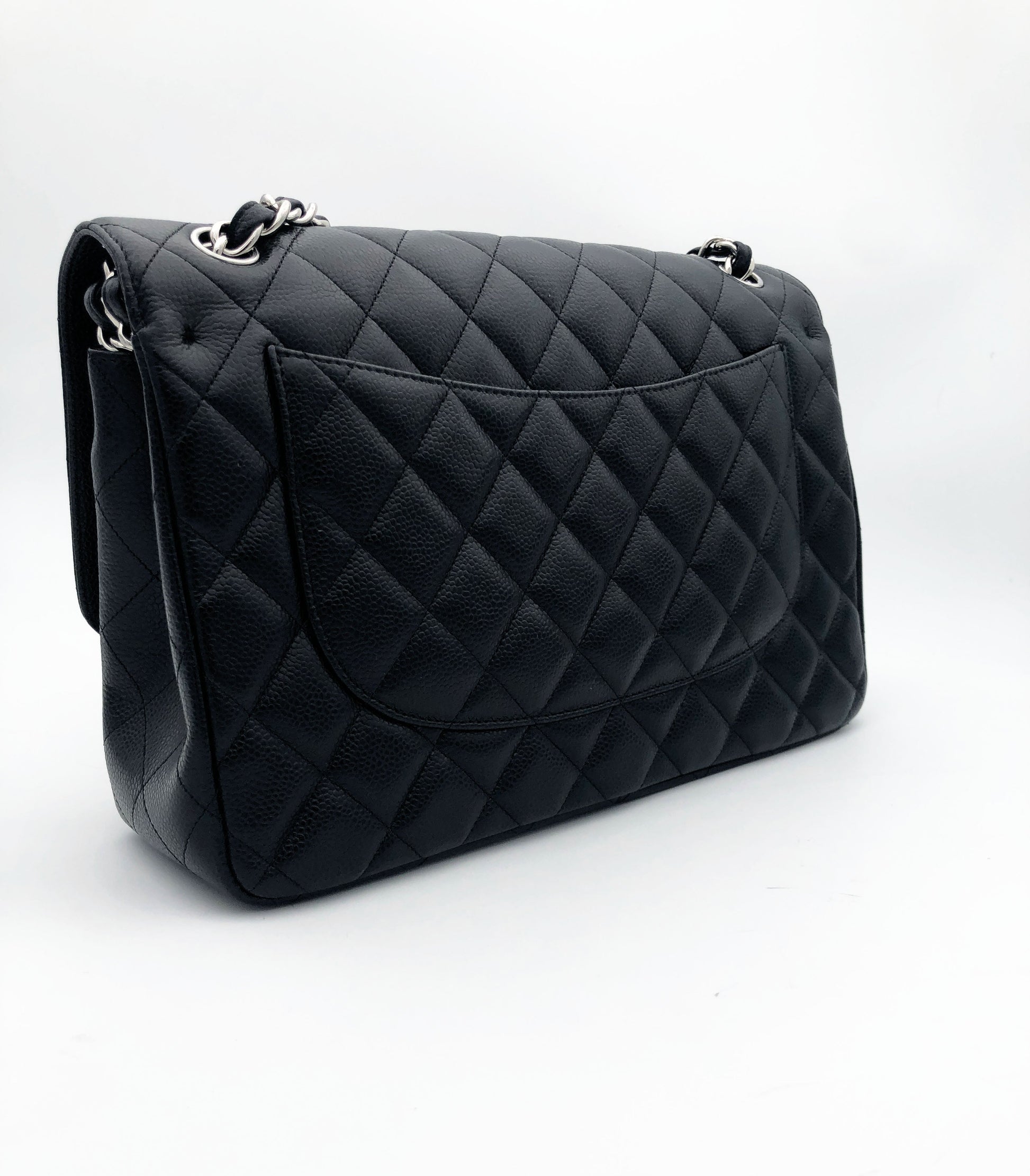 Chanel sac à bandoulière timeless / classique jumbo noir cuir caviar - Soline