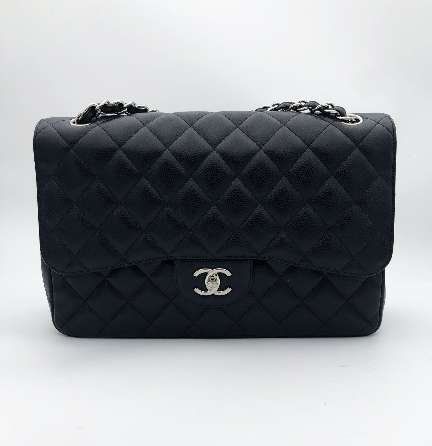 Chanel sac à bandoulière timeless / classique jumbo noir cuir caviar - Soline