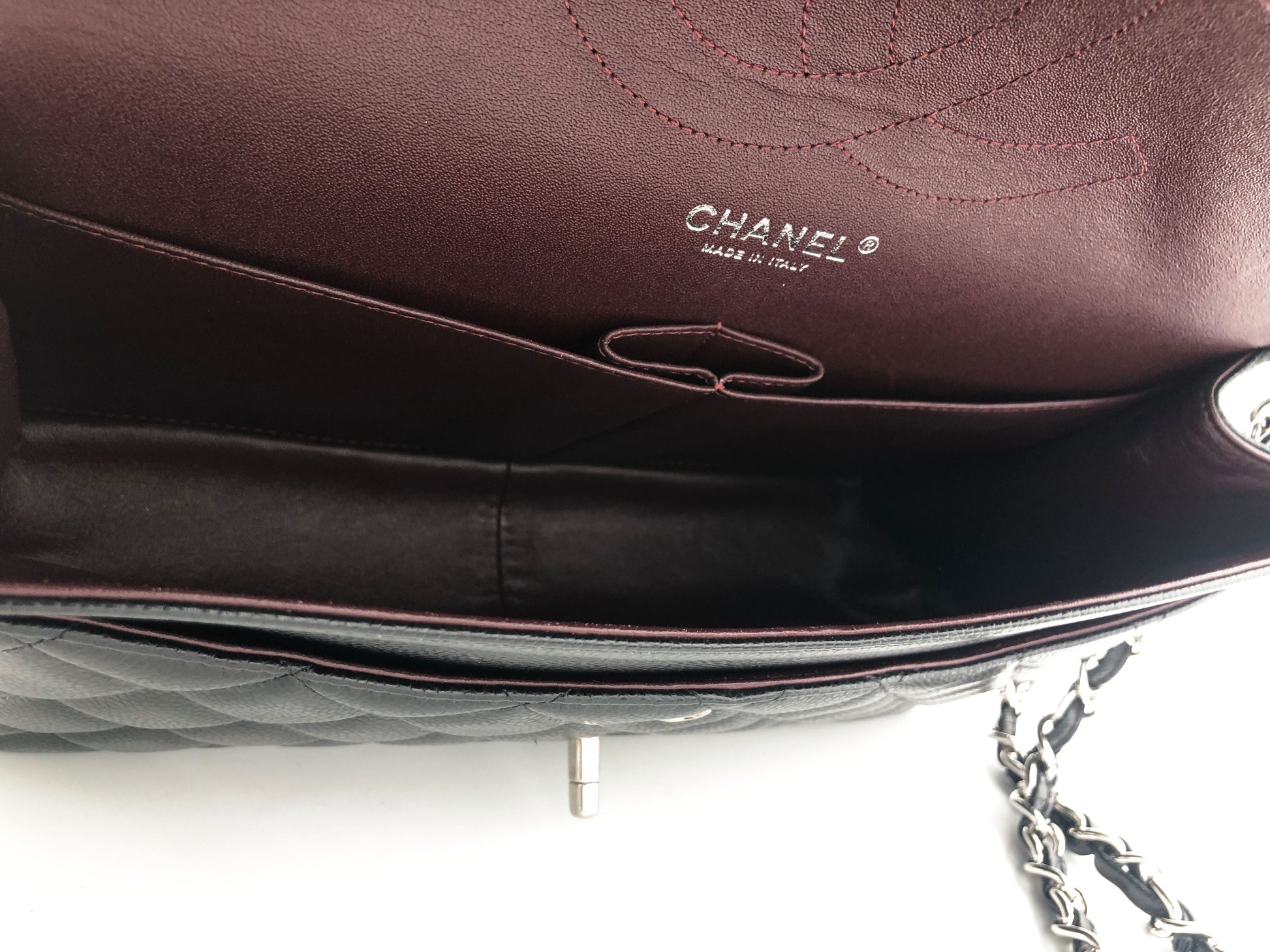 Chanel sac à bandoulière timeless / classique jumbo noir cuir caviar - Soline