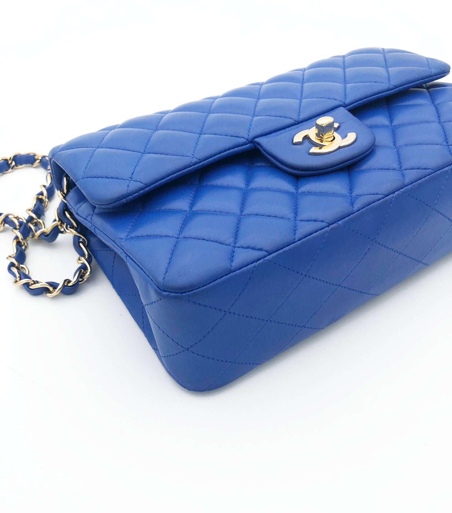 Chanel sac à main timeless / classique en cuir lisse bleu - Soline