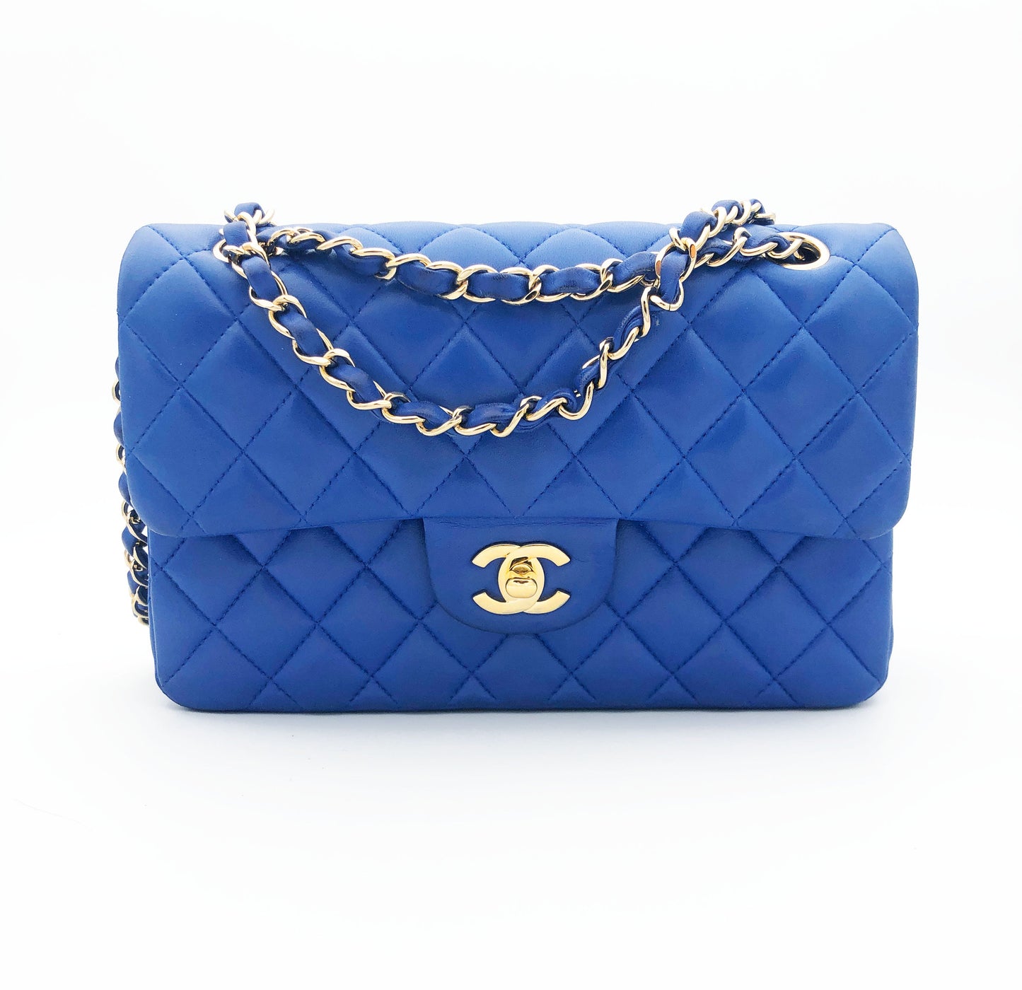 Chanel sac à main timeless / classique en cuir lisse bleu - Soline