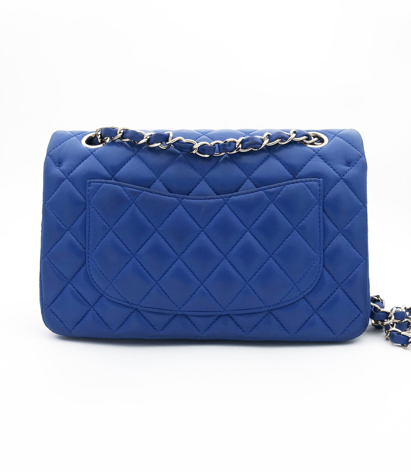 Chanel sac à main timeless / classique en cuir lisse bleu électrique - Soline