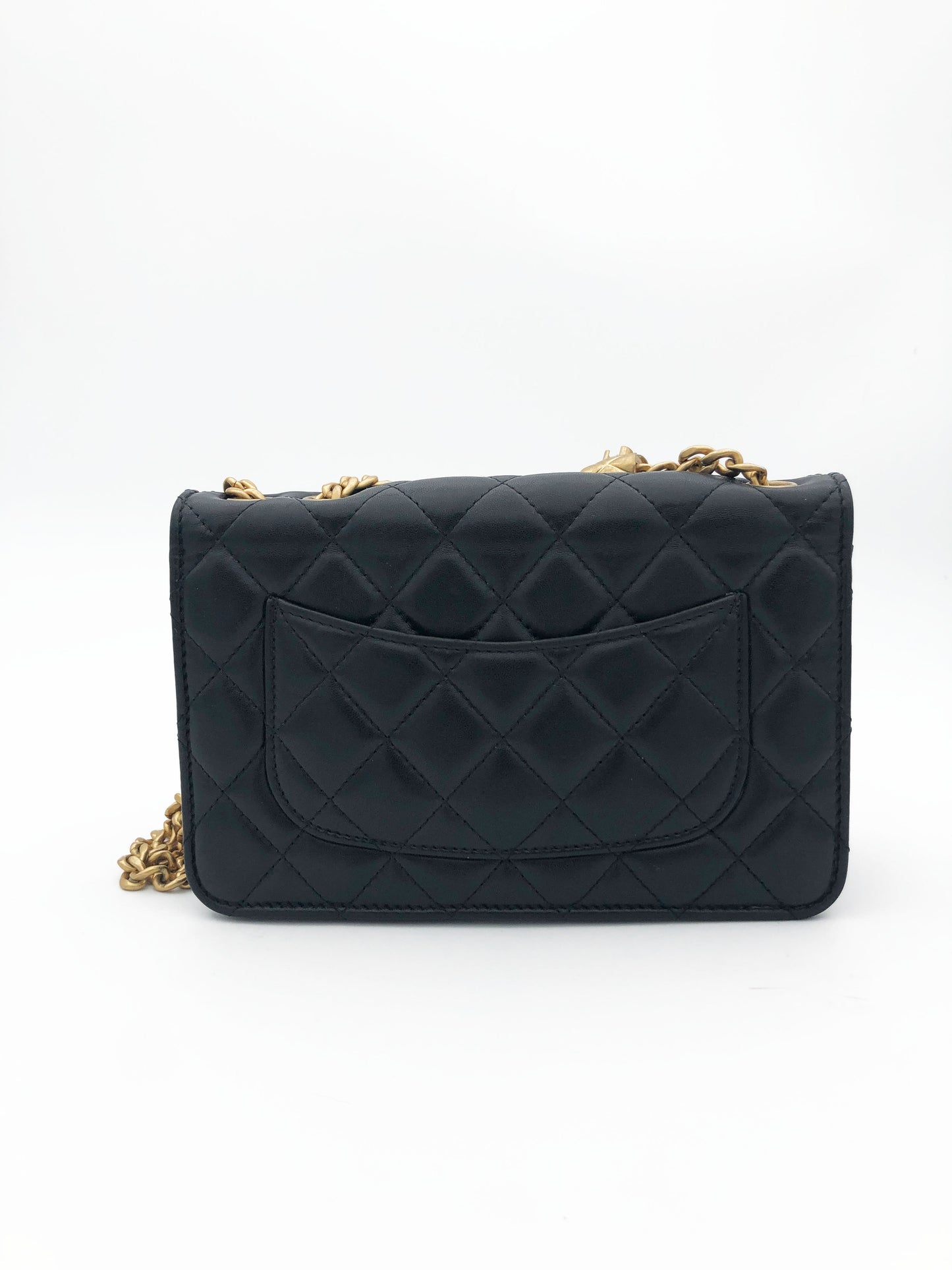 Chanel Sac bandoulière Pearl Crush wallet on chain cuir noir - Soline