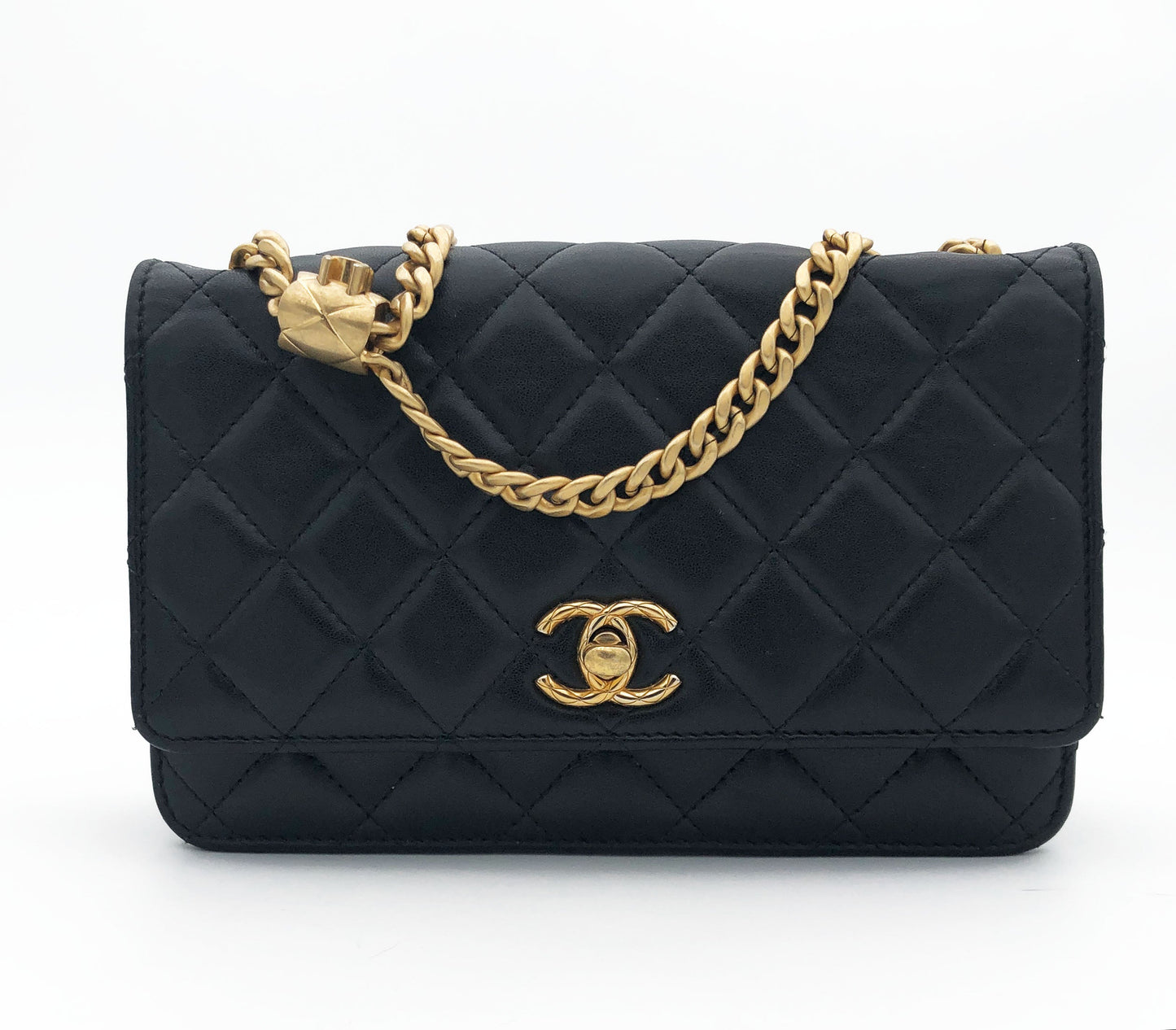 Chanel Sac bandoulière Pearl Crush wallet on chain cuir noir - Soline