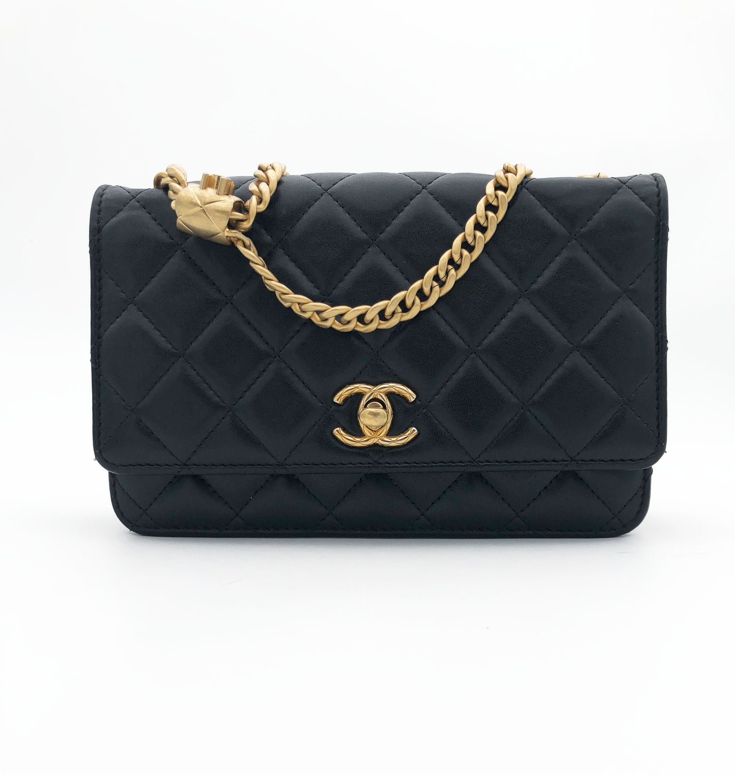 Chanel Sac bandoulière Pearl Crush wallet on chain cuir noir - Soline