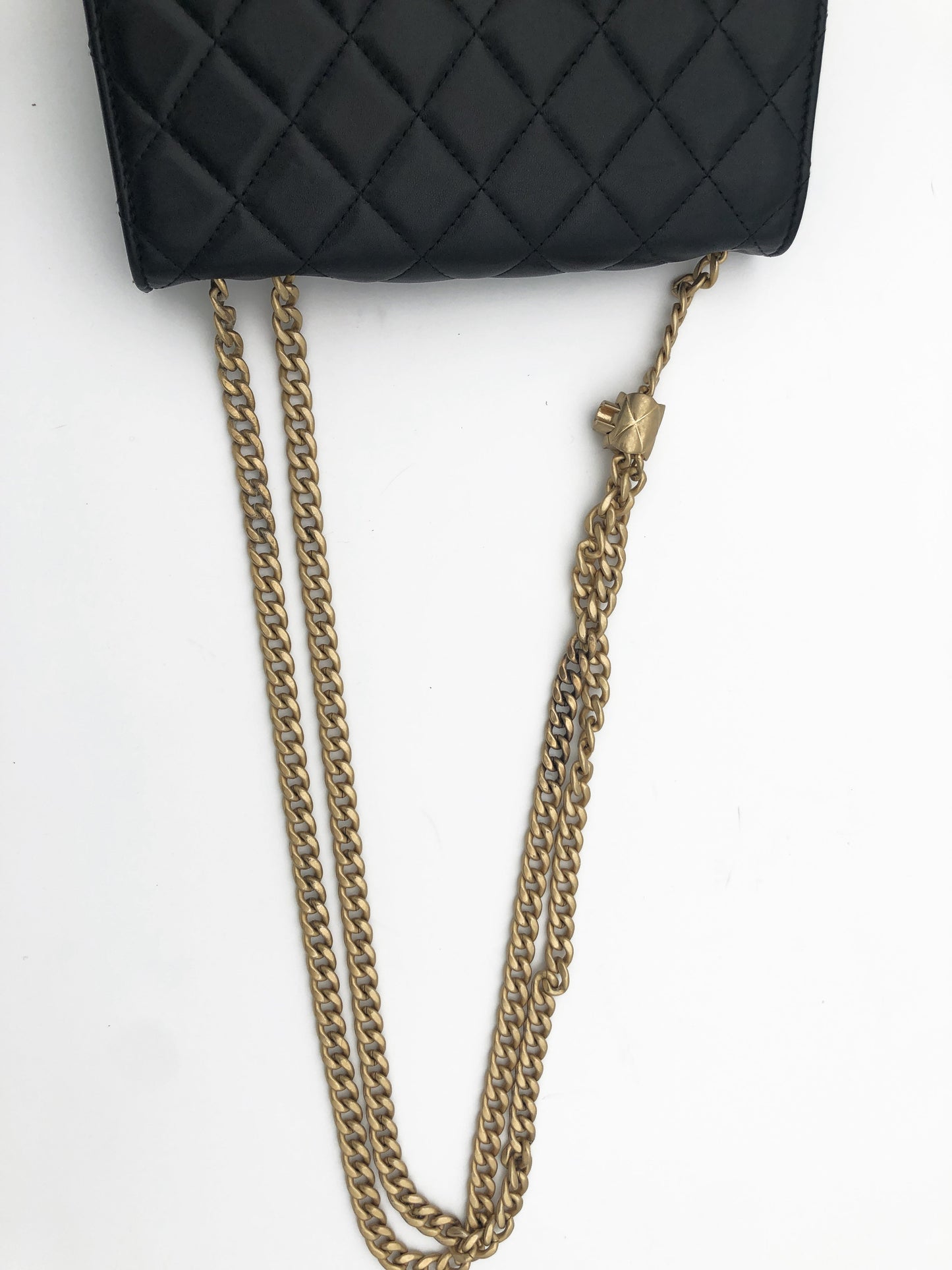 Chanel Sac bandoulière Pearl Crush wallet on chain cuir noir - Soline