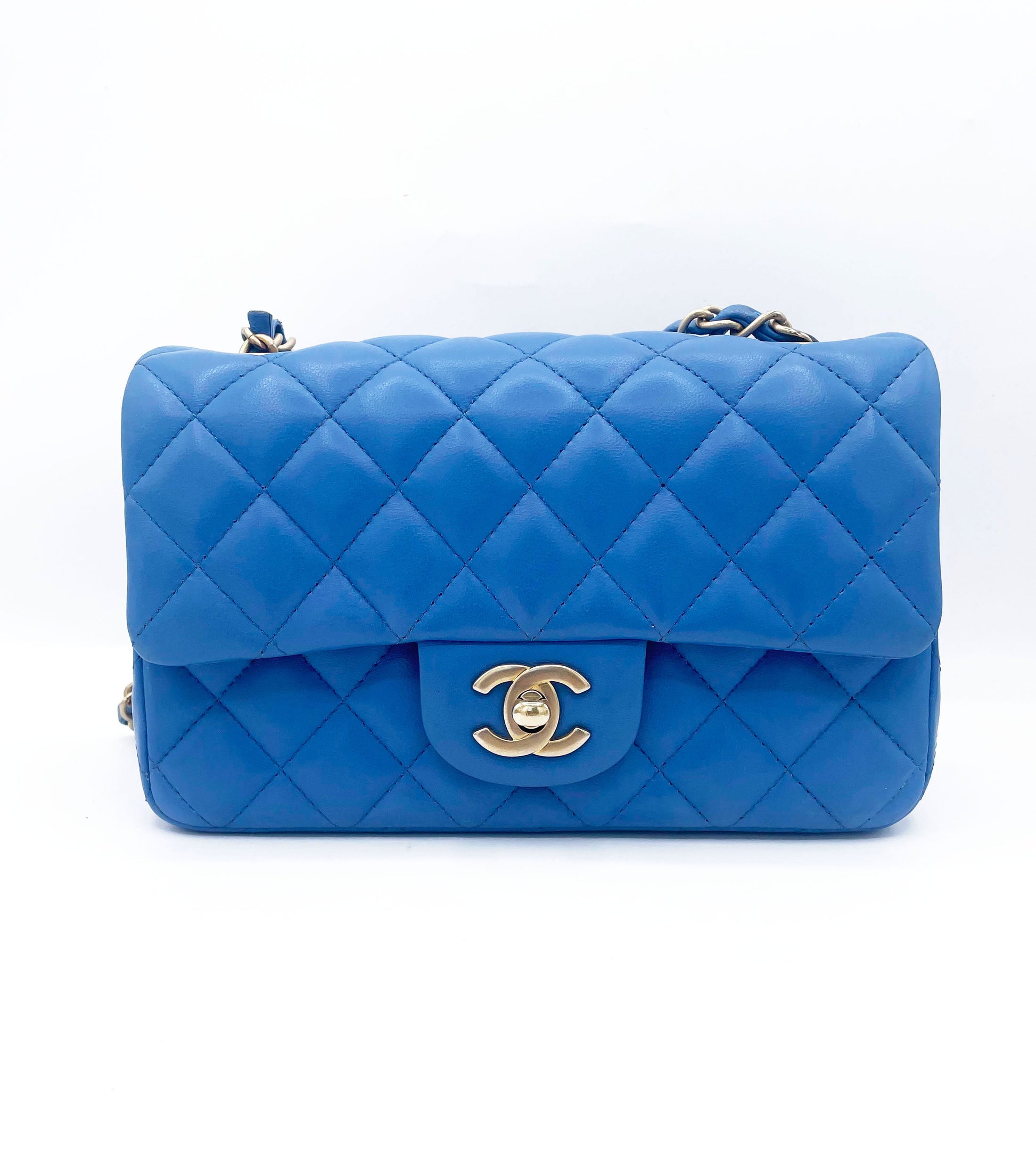 Chanel Timeless Mini Rectangulaire Agneau Bleu - Soline