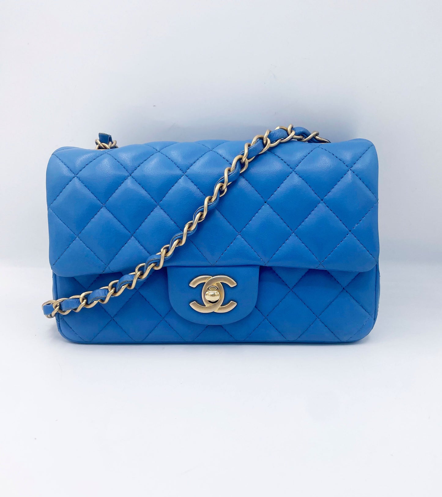 Chanel Timeless Mini Rectangulaire Agneau Bleu - Soline