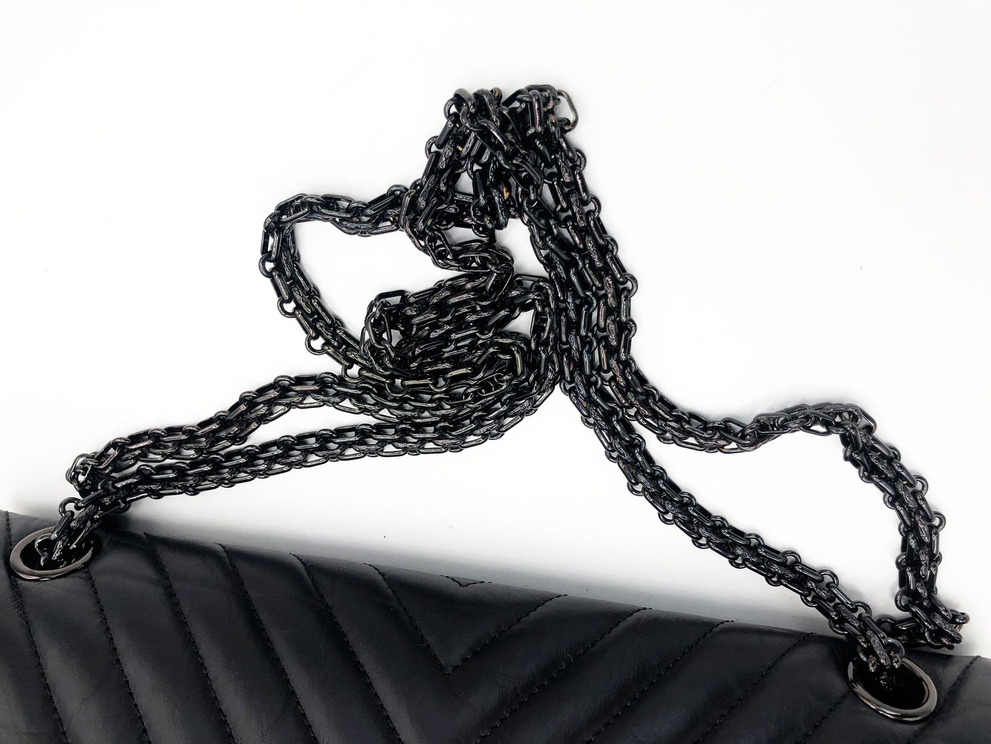 Grand Sac 2.55 Chanel So Black Chevron à double rabat - Soline