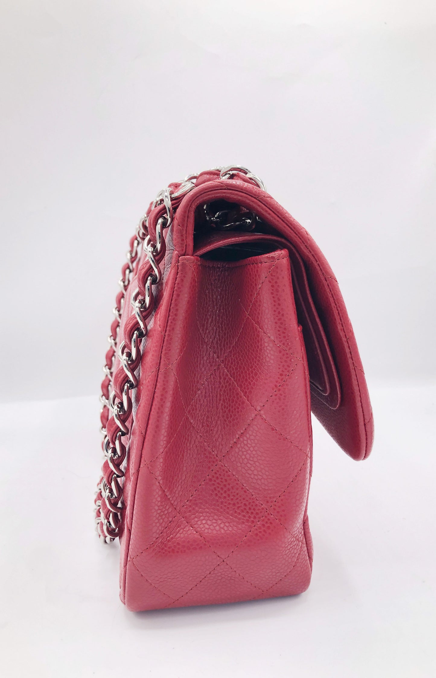 Grand Sac Chanel classique / timeless matelassé en cuir rouge caviar - Soline