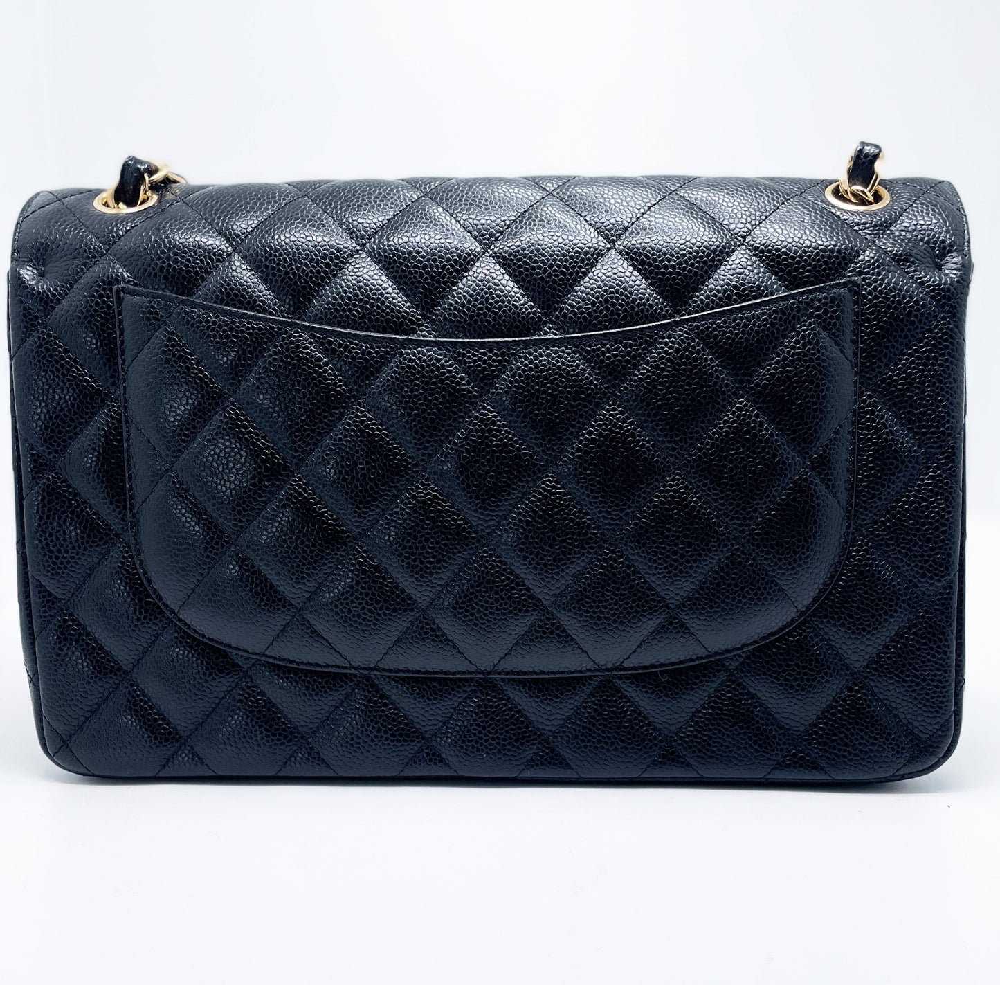 Grand Sac Classique Chanel Veau grainé et métal doré Noir - Soline