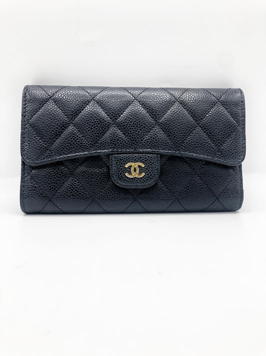 PORTEFEUILLE A RABAT CAVIAR NOIR - Soline