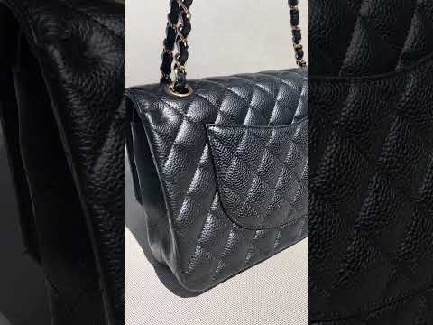 Sac Chanel Classique veau grainé & métal doré noir - Soline