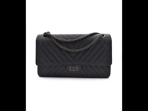 Sac Chanel 2 55 so black noir chevron cuir grainé