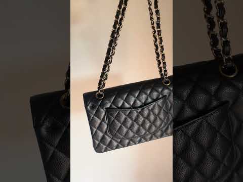 Sac Chanel Classique veau grainé & métal doré noir - Soline