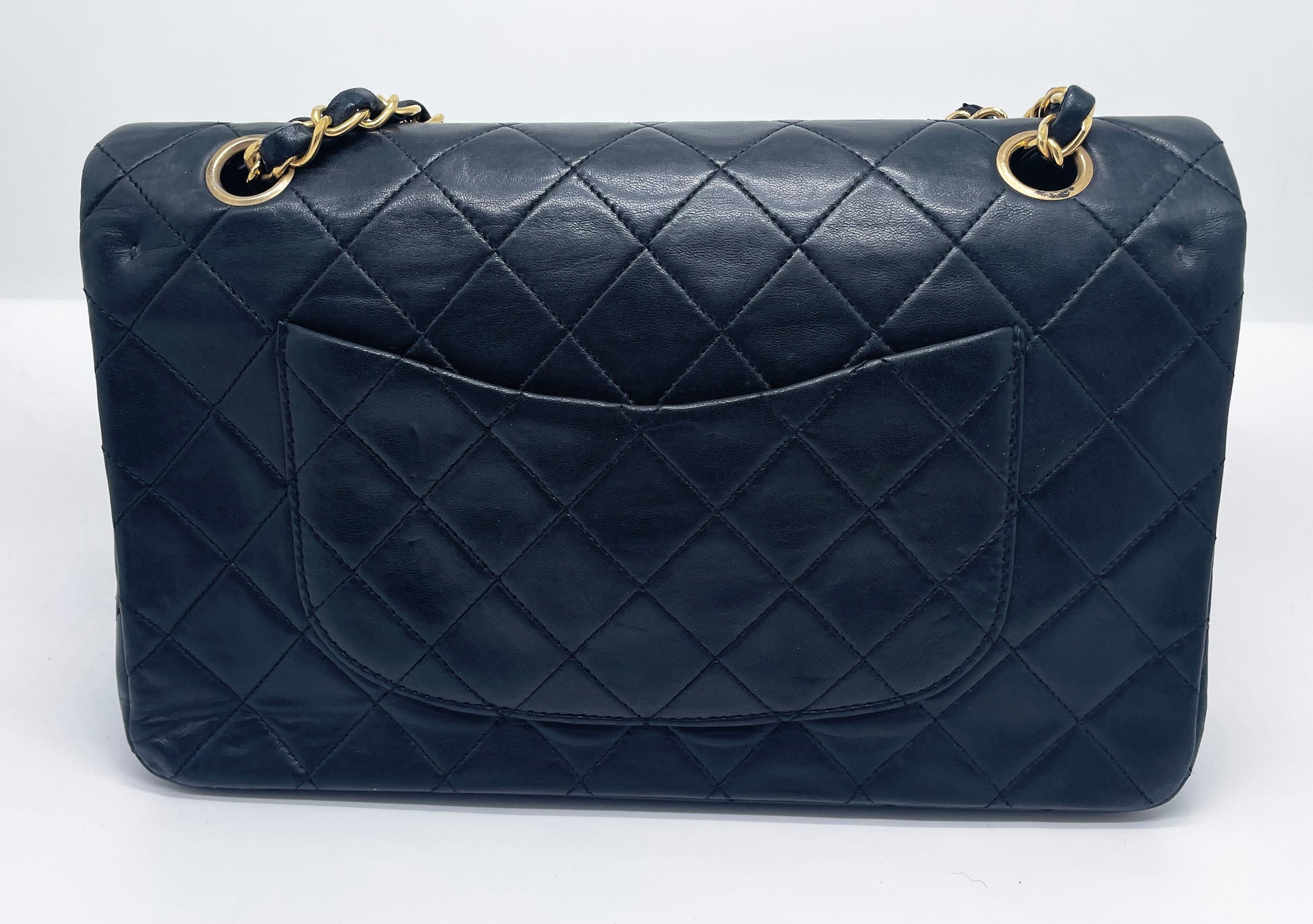 Sac à main Classique en cuir d'agneau noir et métal doré plaqué 24 carat - Soline