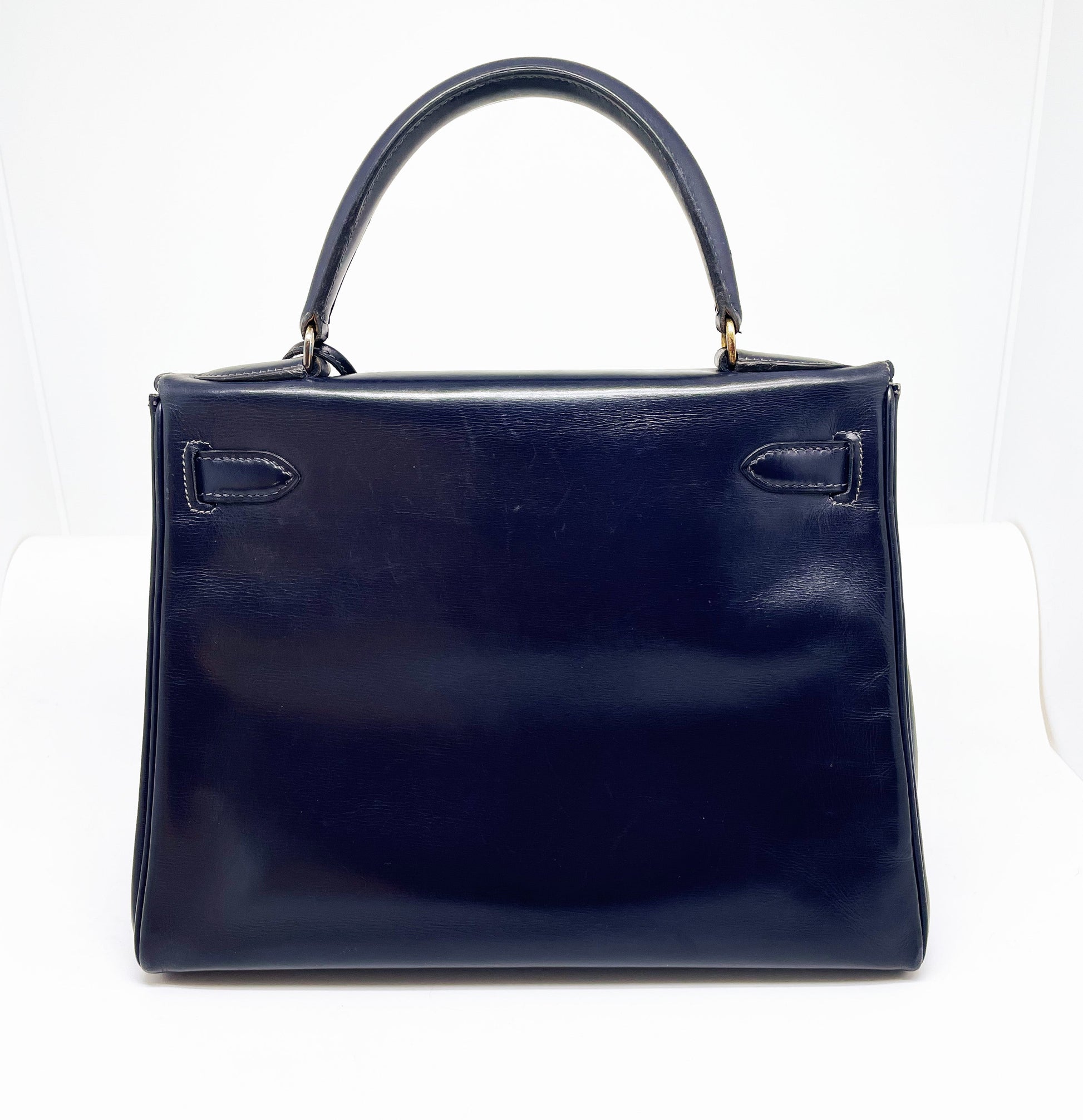 Sac à main Hermès Kelly 28 cm en Box Bleu - Soline