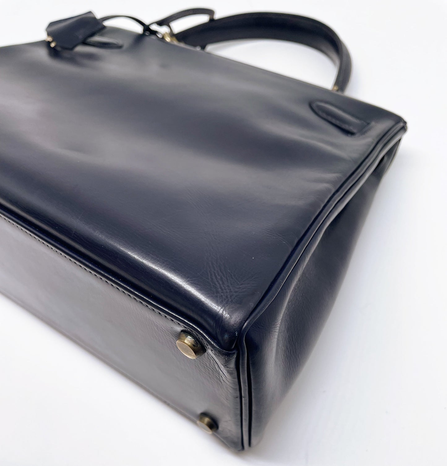 Sac à main Hermès Kelly 28 cm en Box Bleu - Soline