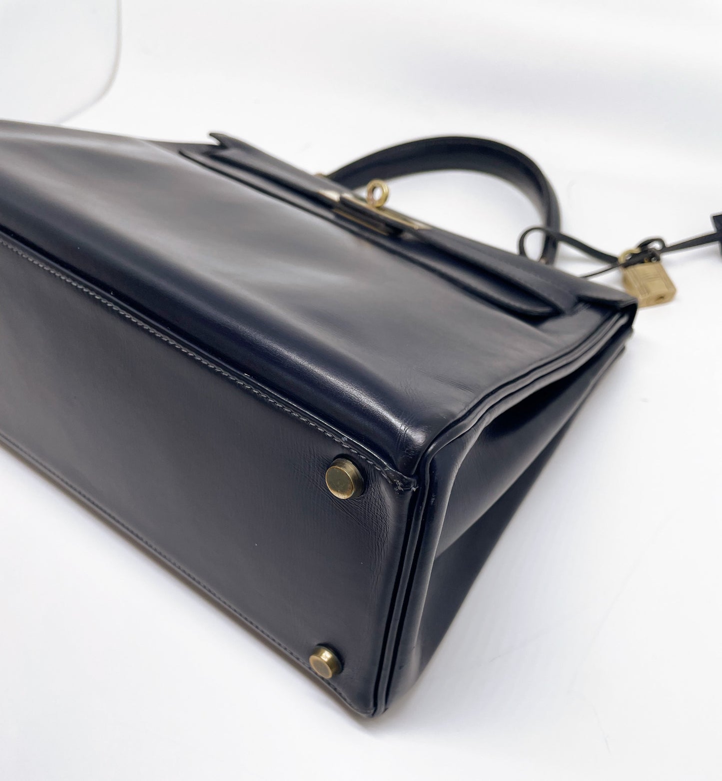 Sac à main Hermès Kelly 28 cm en Box Bleu - Soline