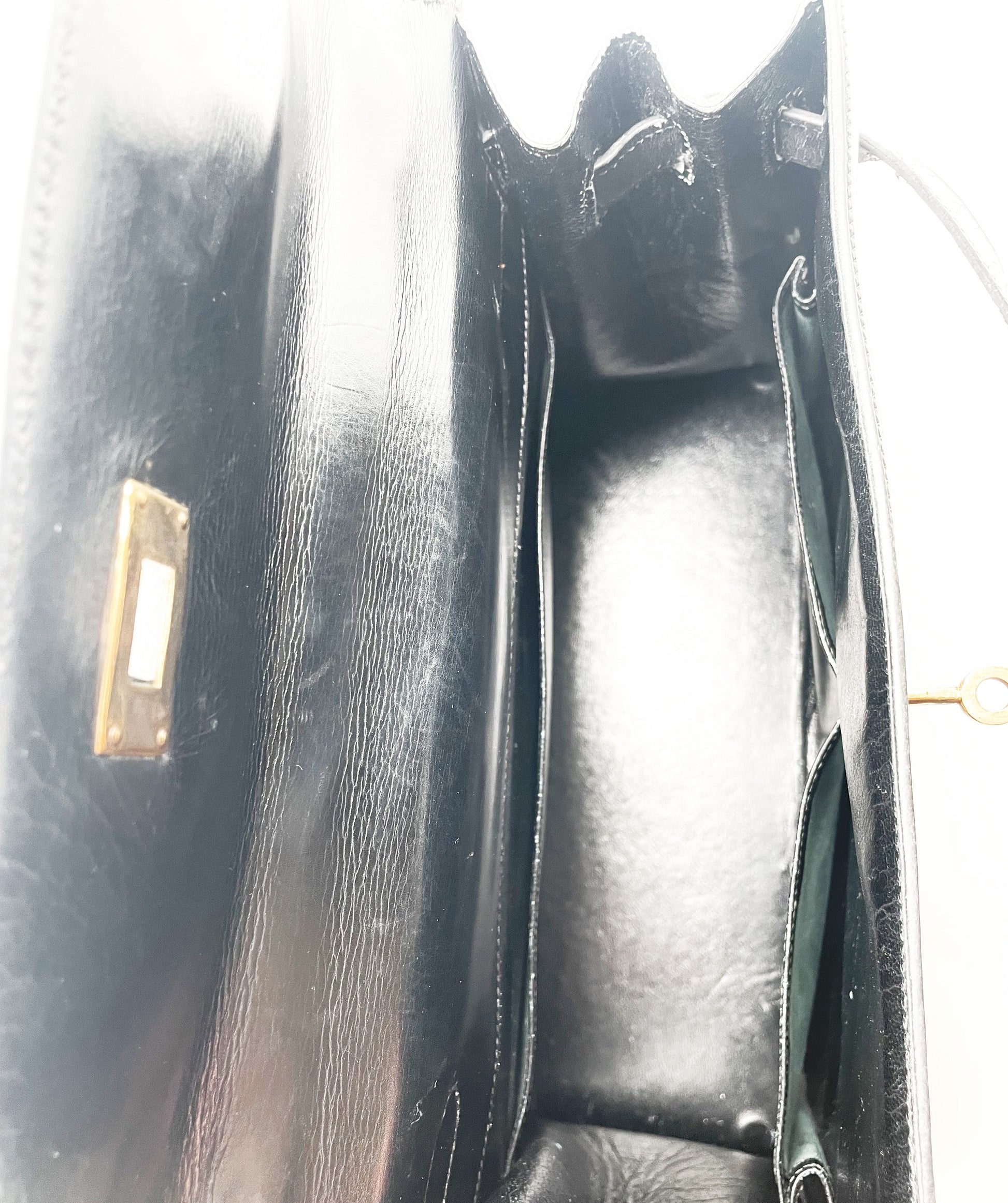 Sac à Main Hermès Kelly 28 en Cuir box noir sellier - Soline