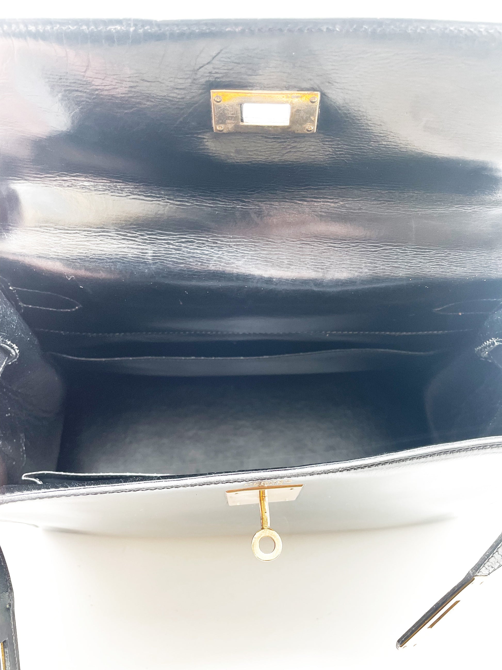 Sac à Main Hermès Kelly 28 en Cuir box noir sellier - Soline