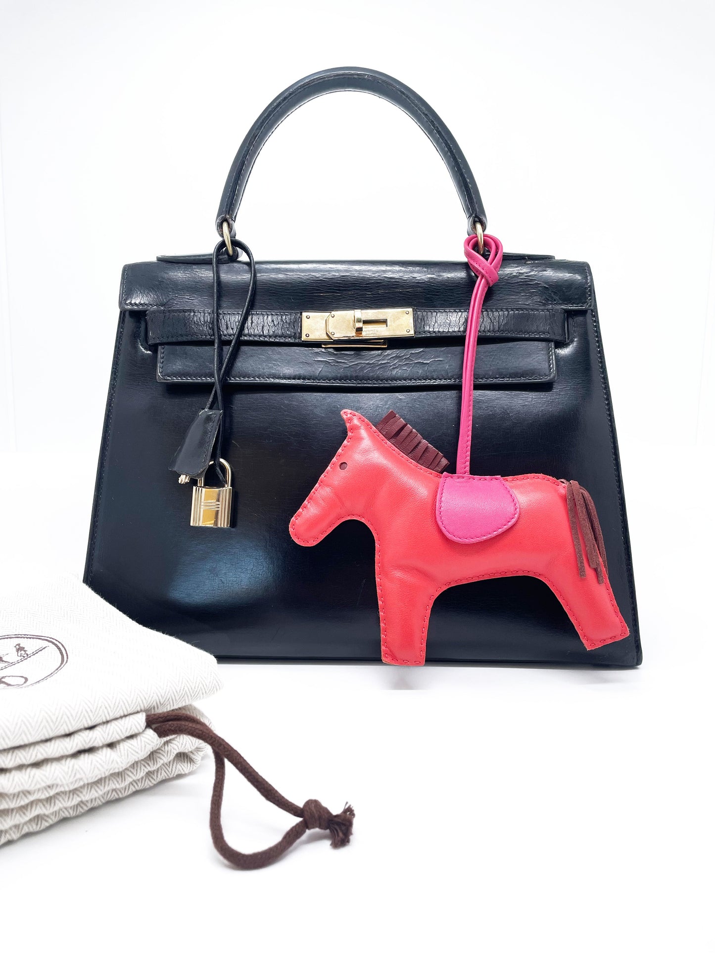 Sac à Main Hermès Kelly 28 en Cuir box noir sellier - Soline