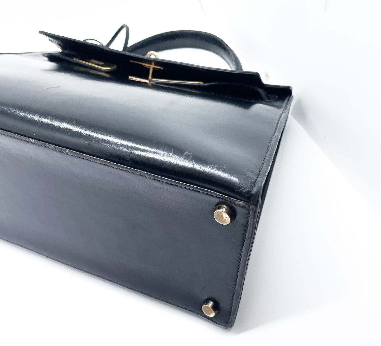 Sac à Main Hermès Kelly 28 en Cuir box noir sellier - Soline