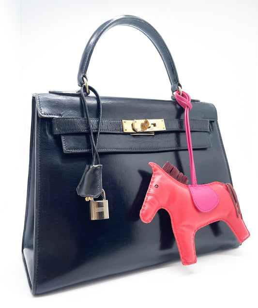 Sac à Main Hermès Kelly 28 en Cuir box noir sellier - Soline