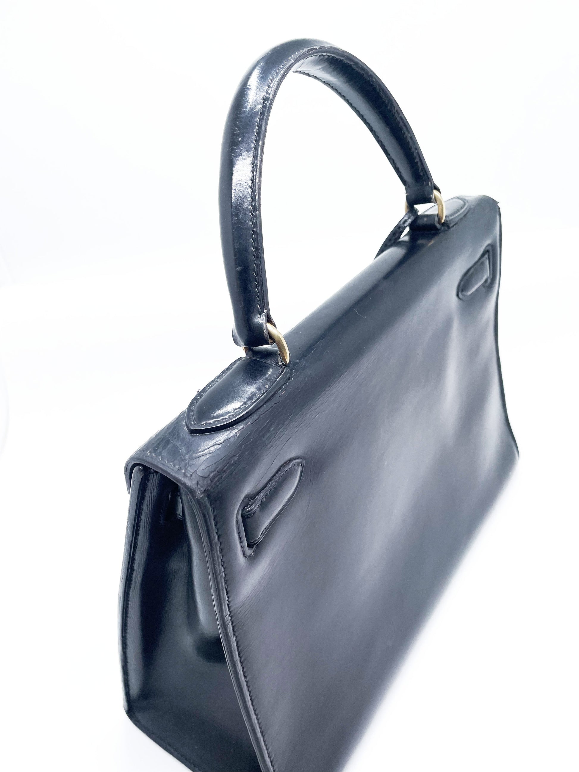 Sac à Main Hermès Kelly 28 en Cuir box noir sellier - Soline