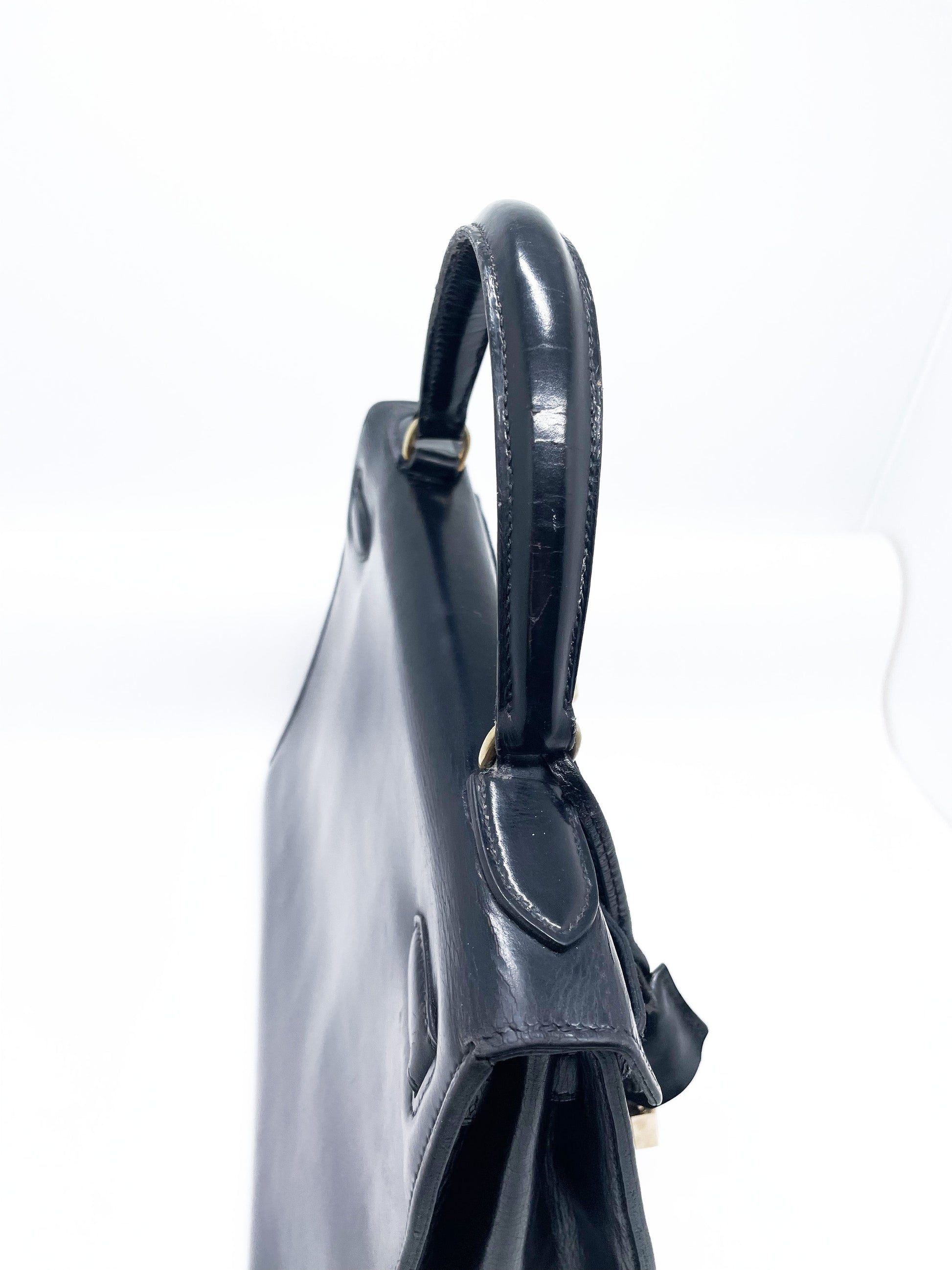 Sac à Main Hermès Kelly 28 en Cuir box noir sellier - Soline