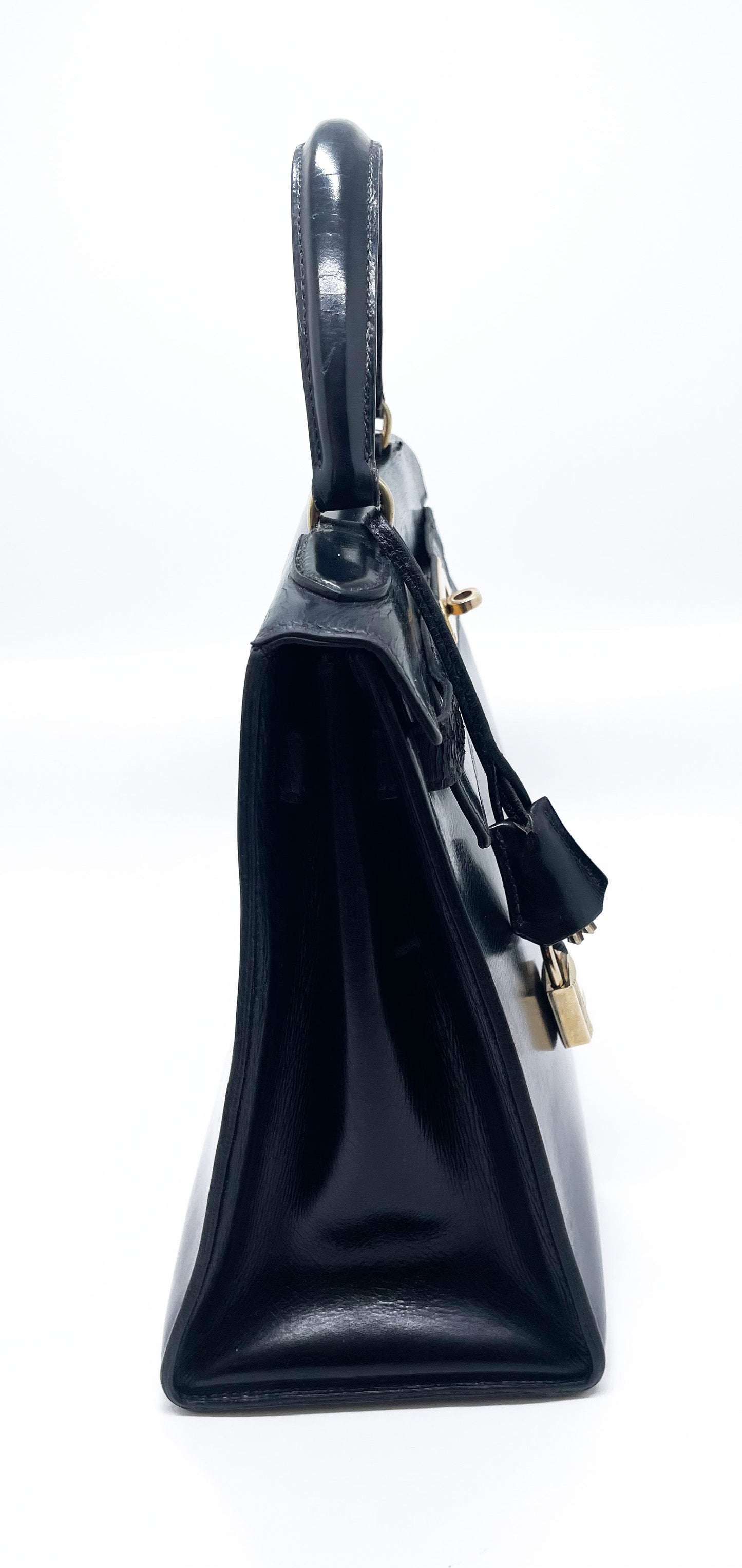 Sac à Main Hermès Kelly 28 en Cuir box noir sellier - Soline