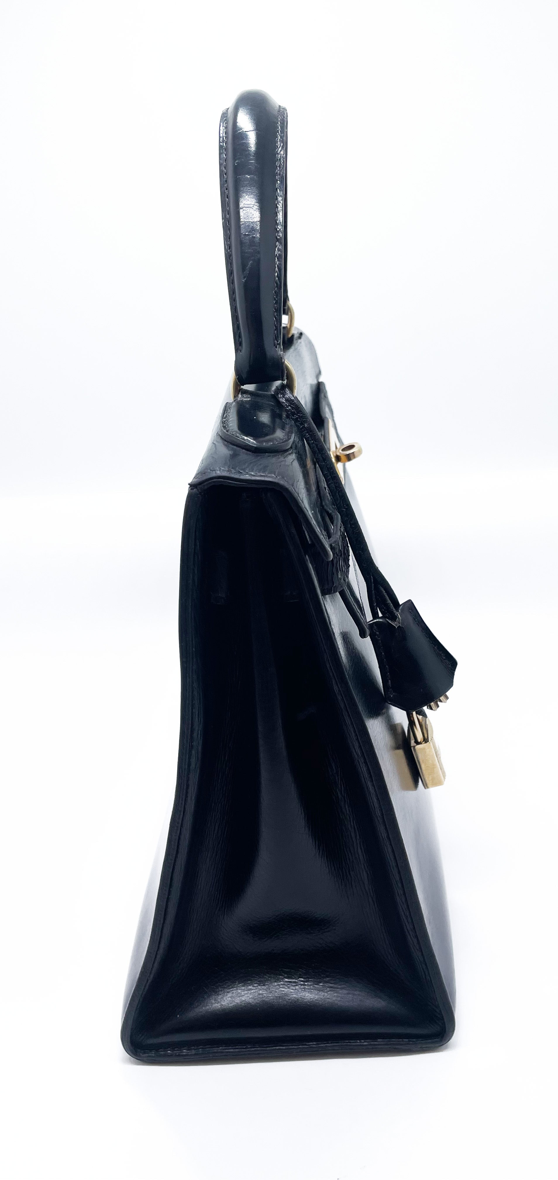 Sac à Main Hermès Kelly 28 en Cuir box noir sellier - Soline