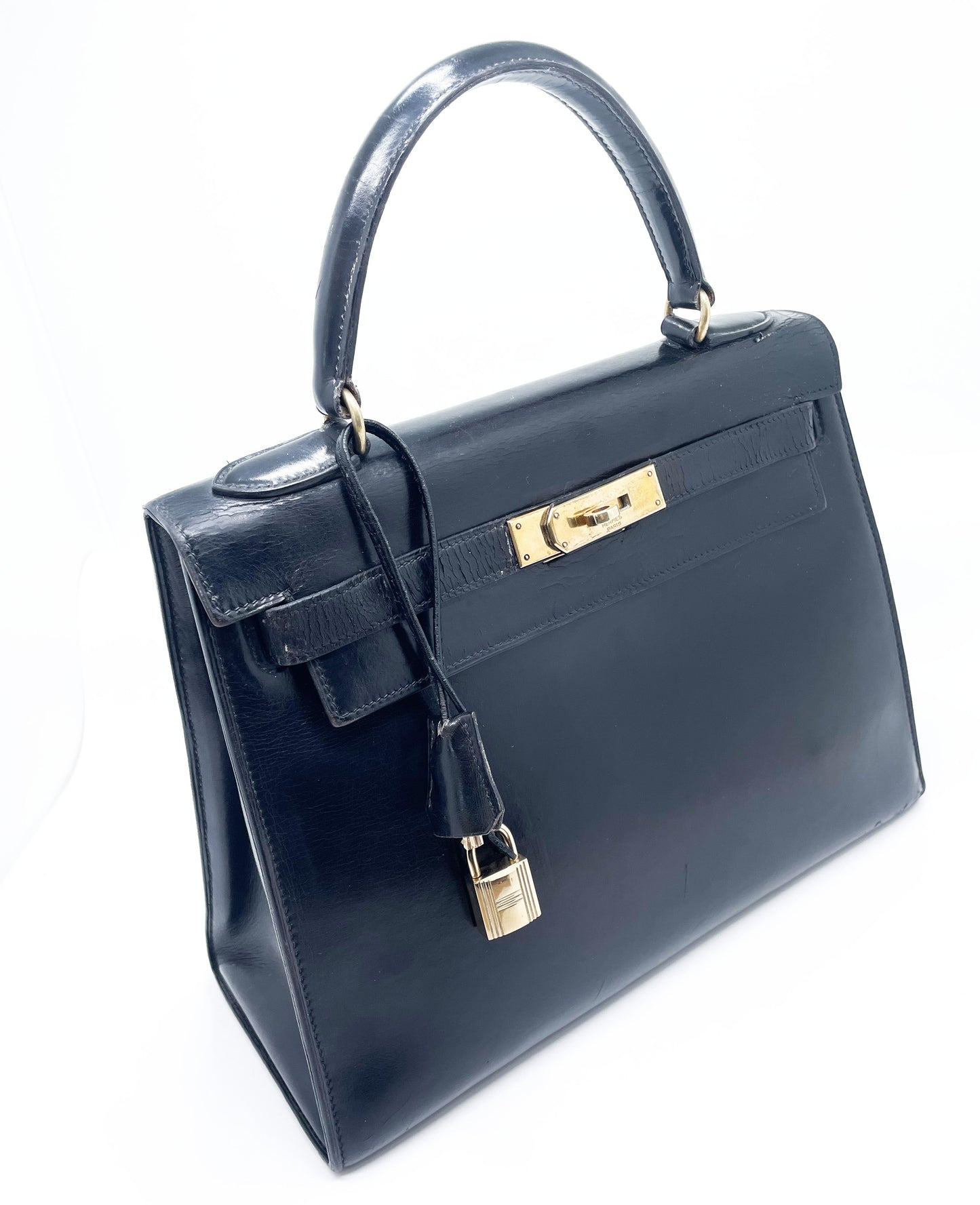 Sac à Main Hermès Kelly 28 en Cuir box noir sellier - Soline