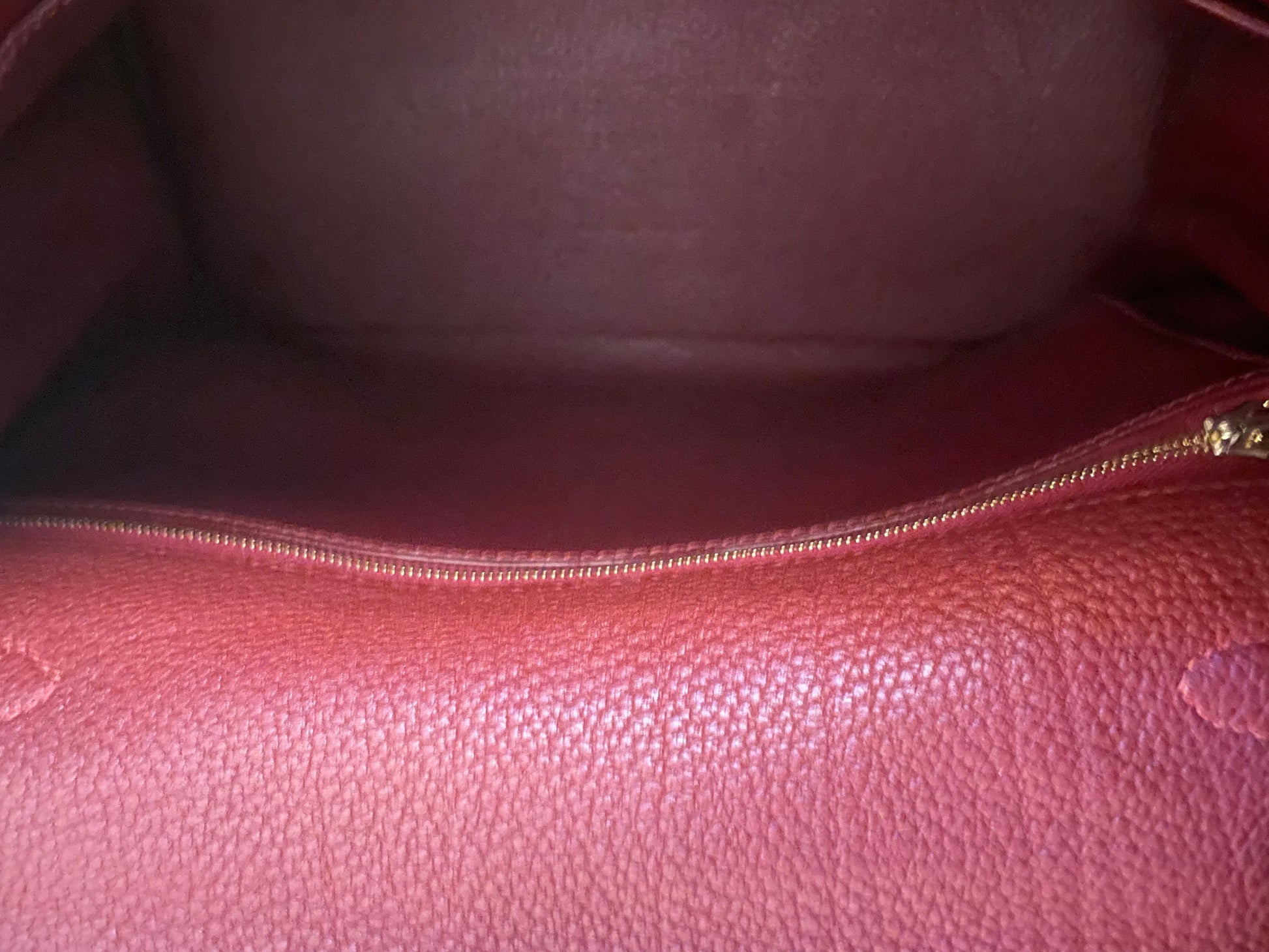 Sac à main Hermès Kelly retourné 28 en cuir Togo Bordeaux - Soline