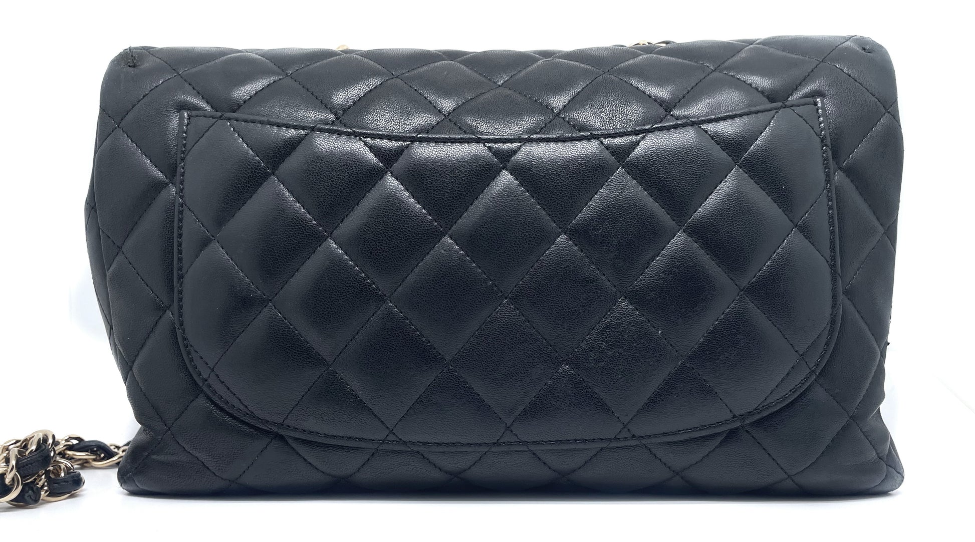 Sac à main rabat chanel Jumbo single flap en cuir noir d'agneau - Soline