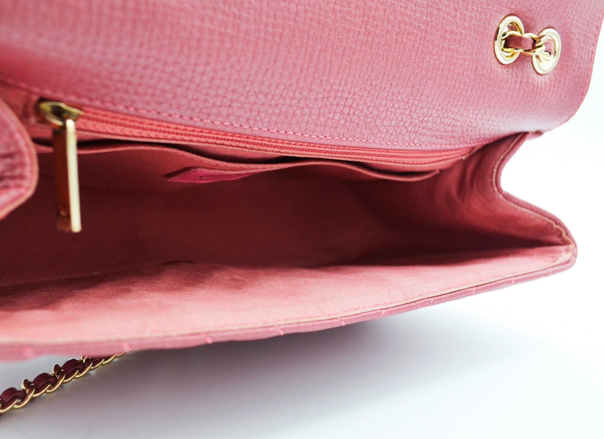 SAC A RABAT EN CUIR DE VEAU CHEVRON ROSE - Soline