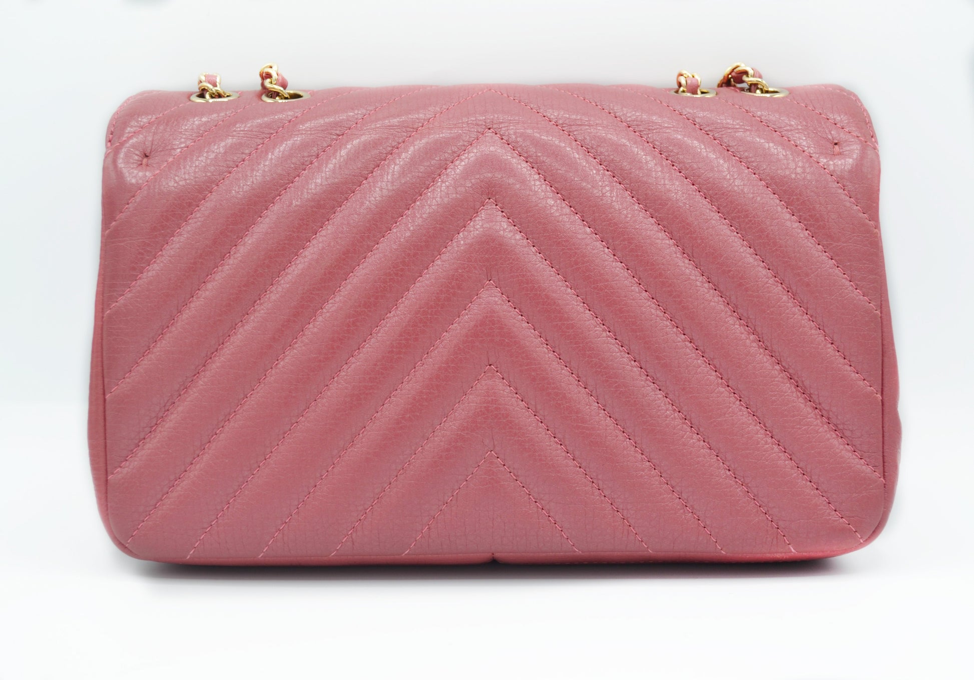 SAC A RABAT EN CUIR DE VEAU CHEVRON ROSE - Soline