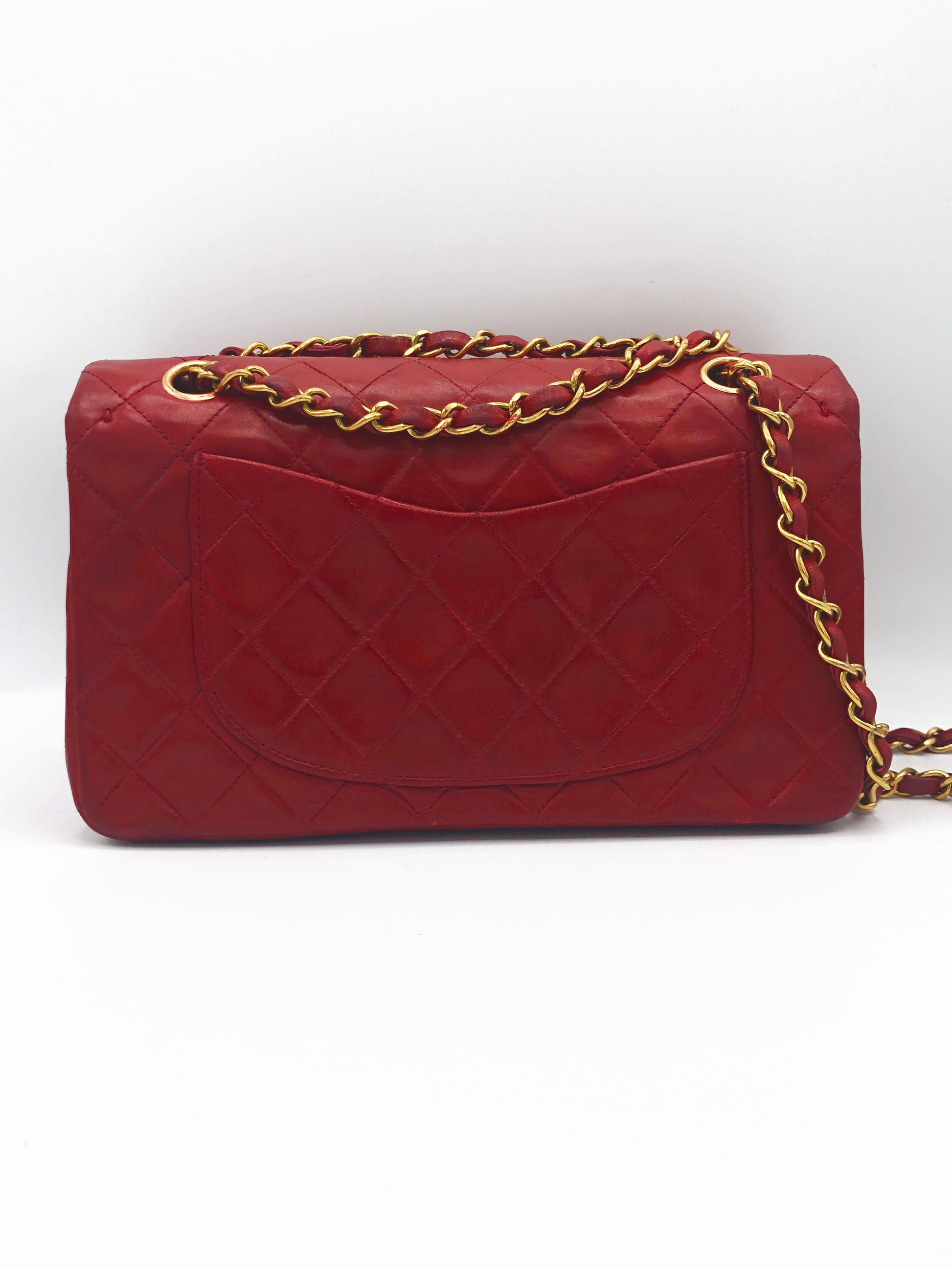 SAC BANDOULIERE TIMELESS CLASSIC AGNEAU ROUGE VINTAGE - Soline