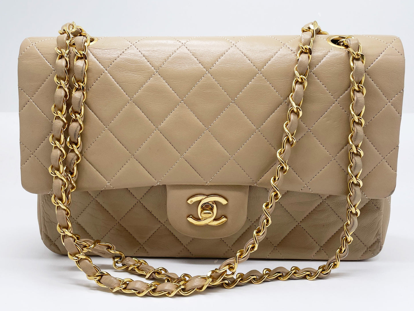 Sac bandoulière Timeless médium en cuir beige - Soline