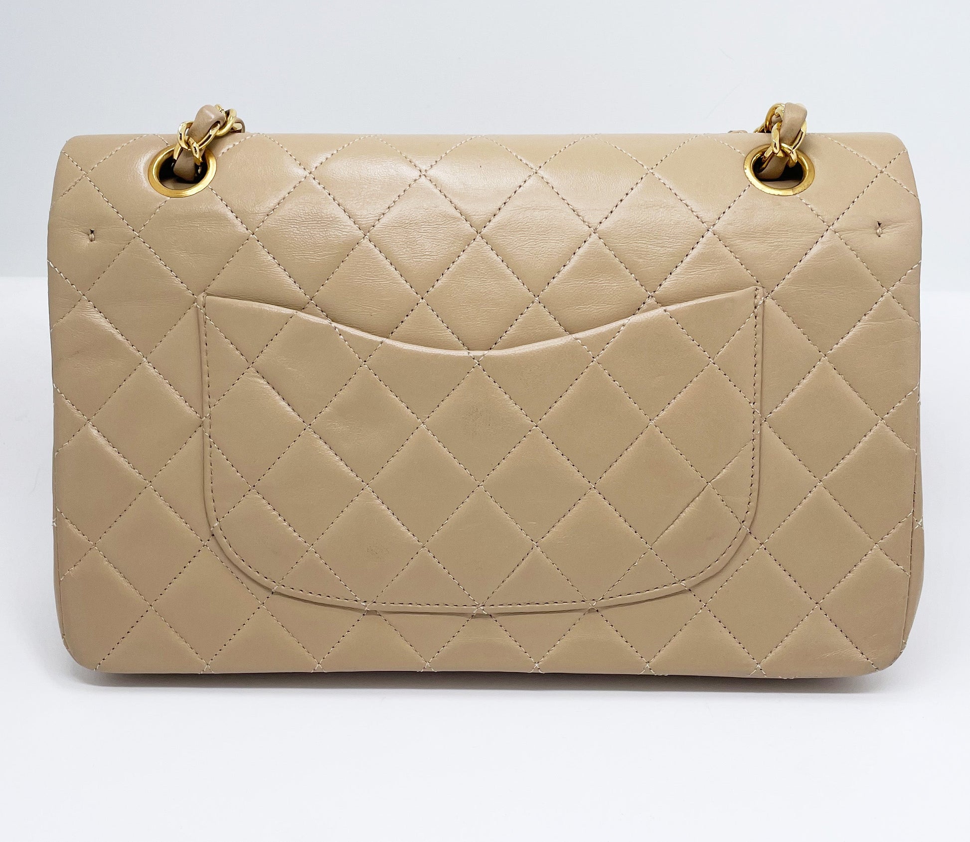 Sac bandoulière Timeless médium en cuir beige - Soline