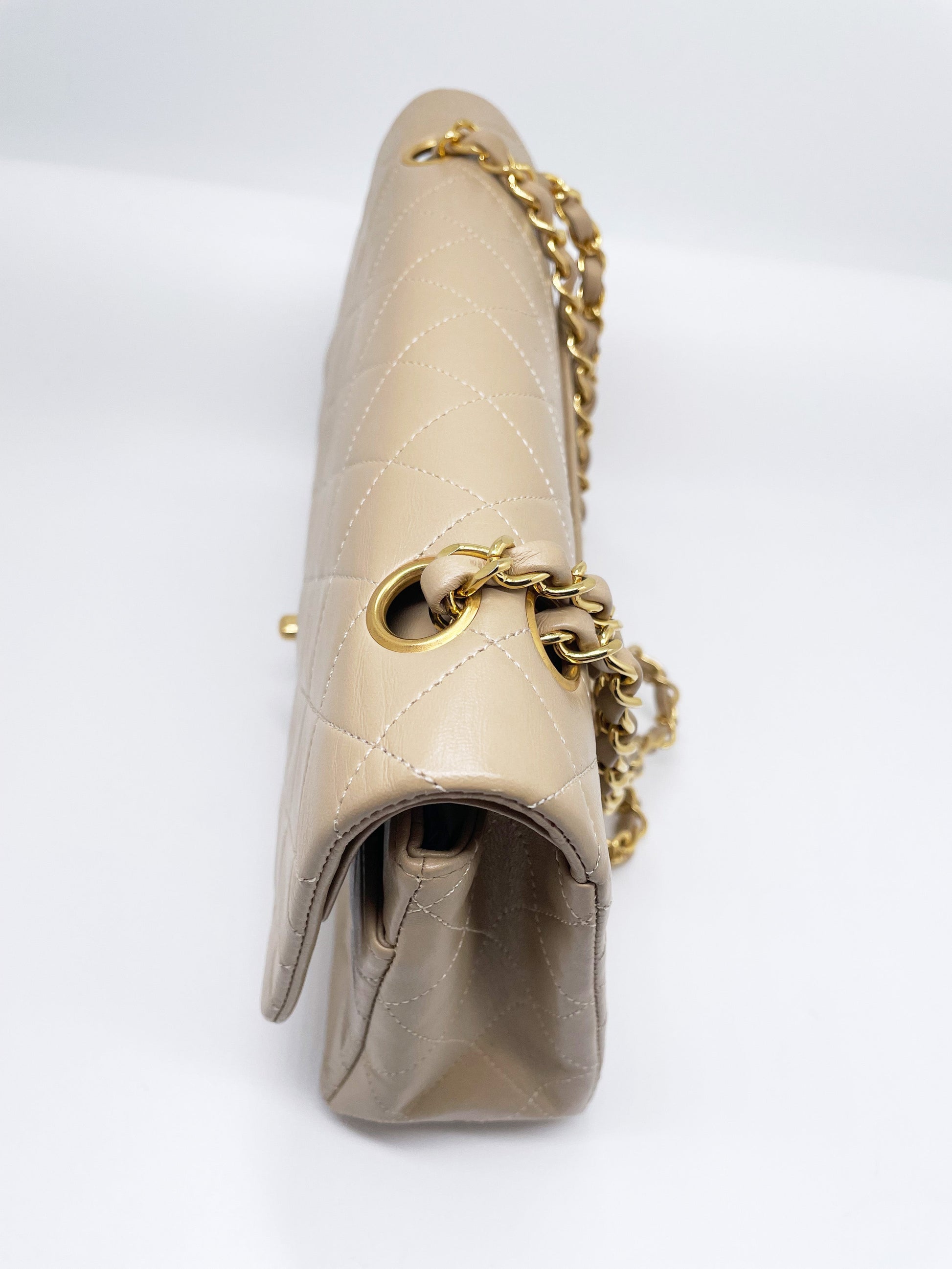 Sac bandoulière Timeless médium en cuir beige - Soline