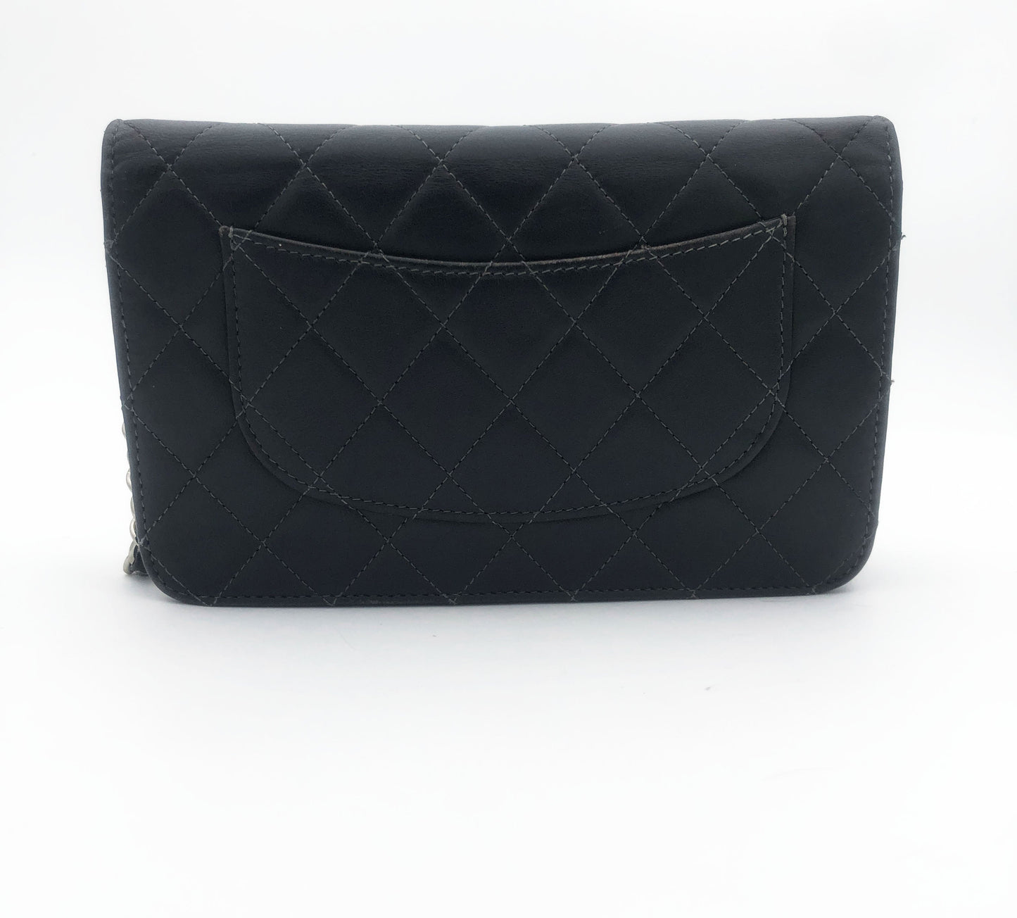 Sac bandouliere Wallet on chain Chanel timeless / classiqure matelassé en cuir lisse Gris - Soline
