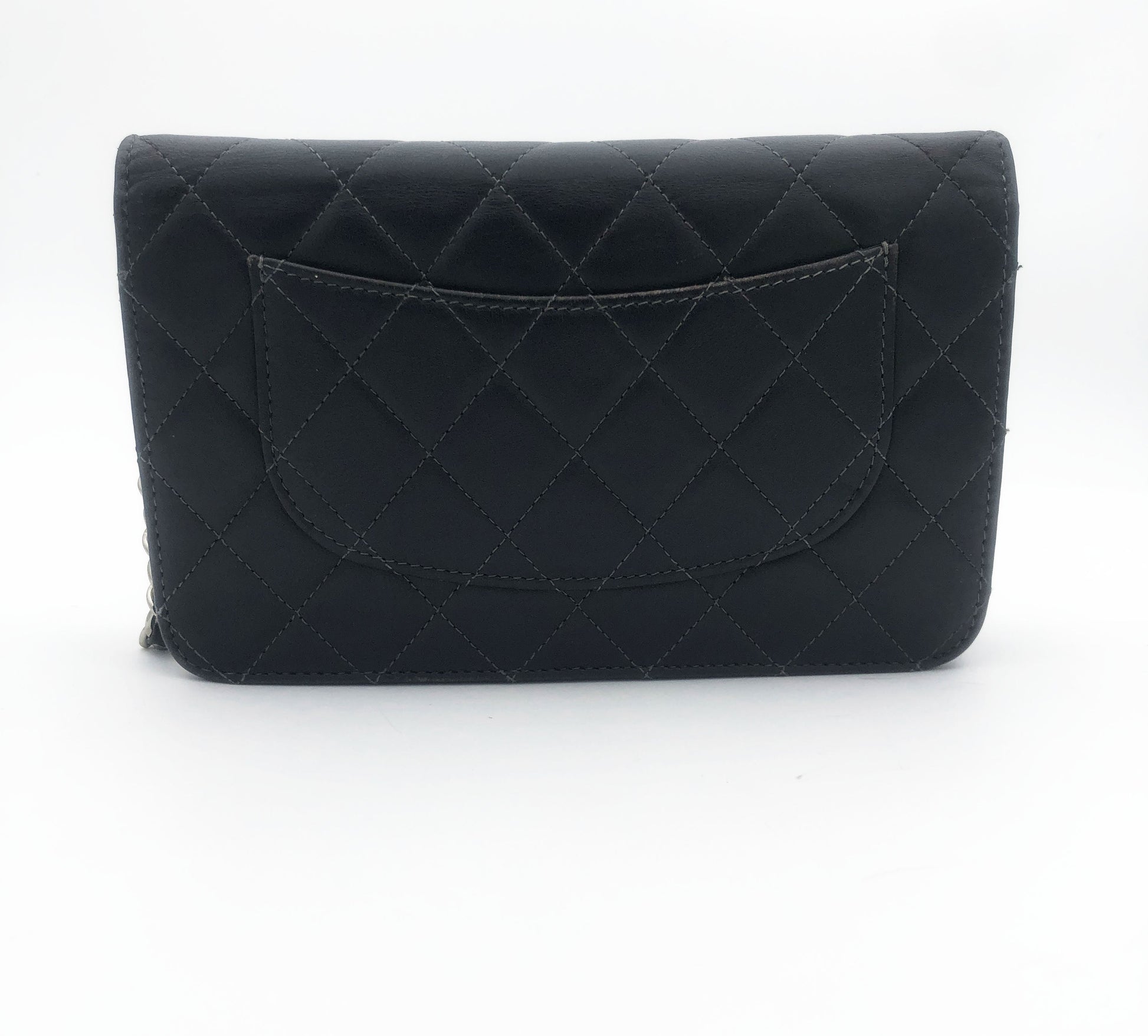 Sac bandouliere Wallet on chain Chanel timeless / classiqure matelassé en cuir lisse Gris - Soline