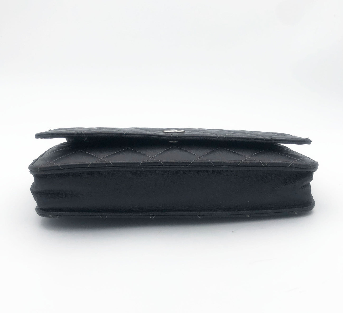 Sac bandouliere Wallet on chain Chanel timeless / classiqure matelassé en cuir lisse Gris - Soline