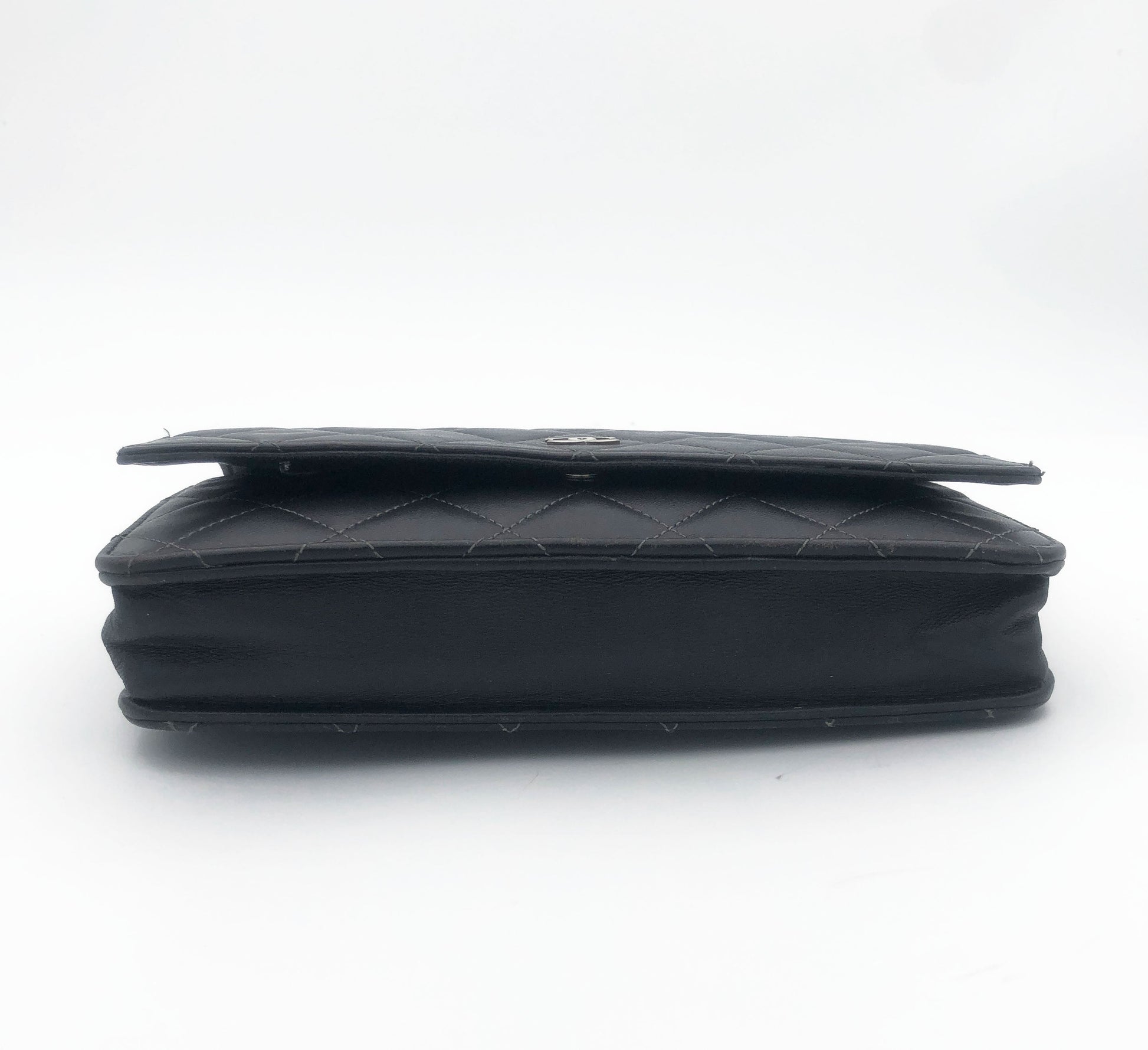 Sac bandouliere Wallet on chain Chanel timeless / classiqure matelassé en cuir lisse Gris - Soline